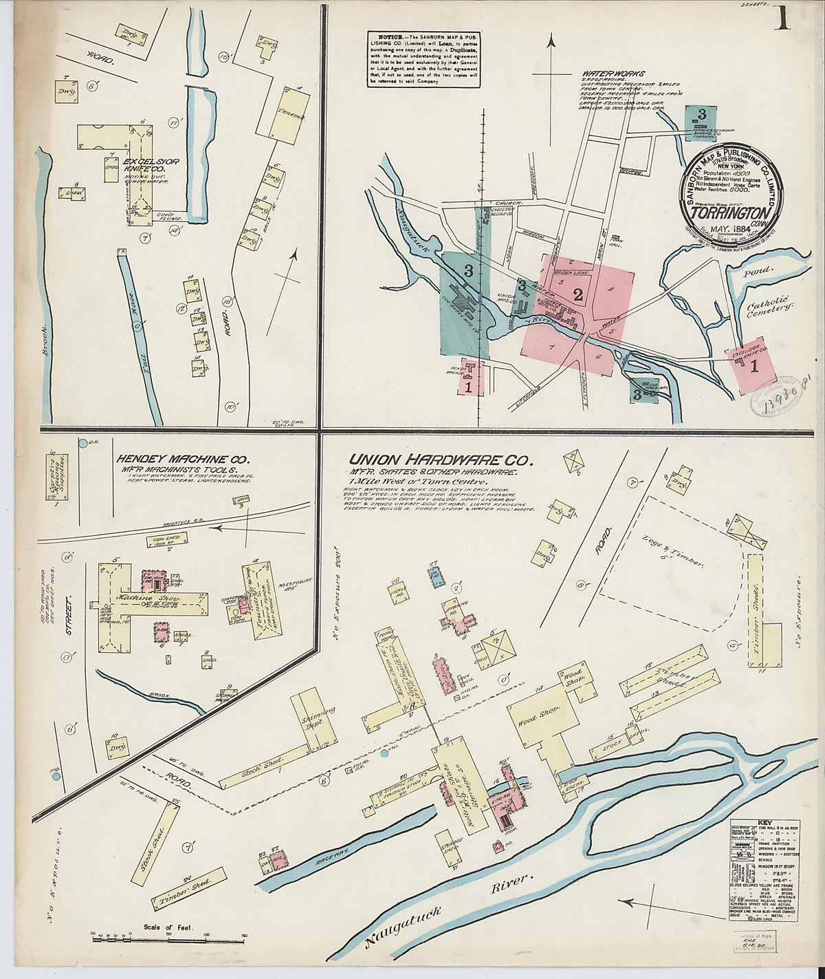 Torrington, Litchfield County, Connecticut 1884 (Sheet 1 of 3) by Relic Map Company