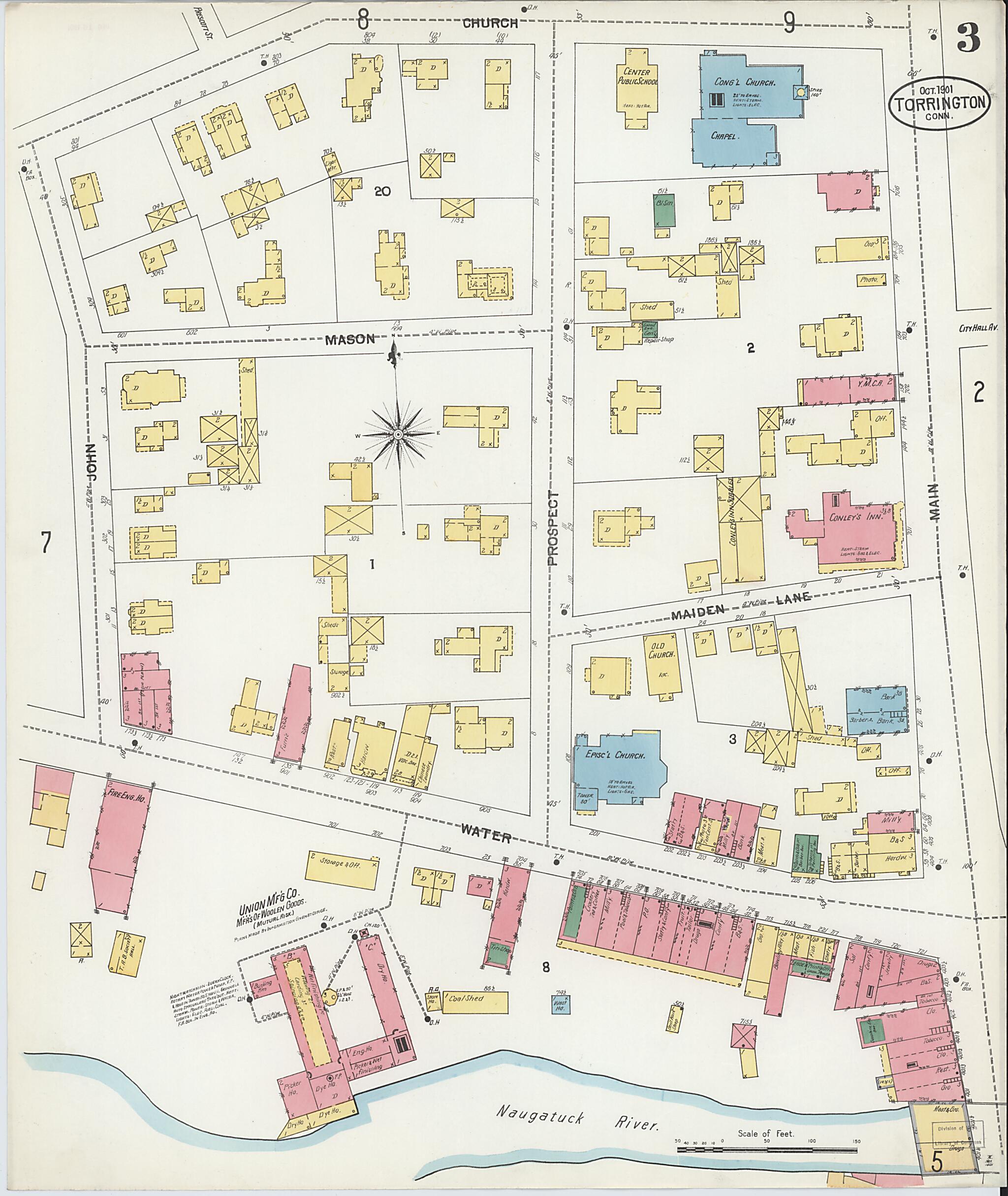 This old map of Torrington, Litchfield County, Connecticut was created by Sanborn Map Company in 1901