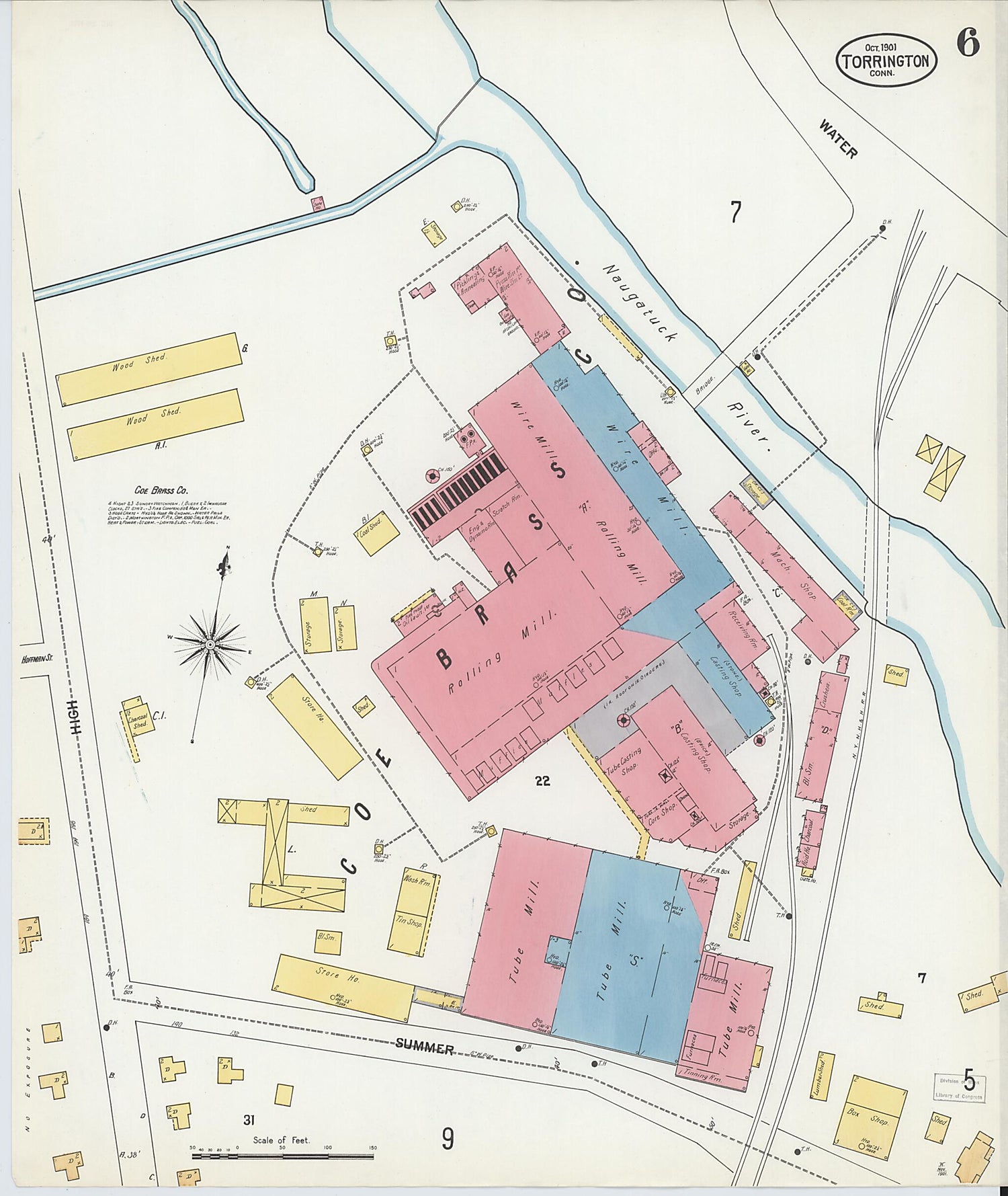 This old map of Torrington, Litchfield County, Connecticut was created by Sanborn Map Company in 1901