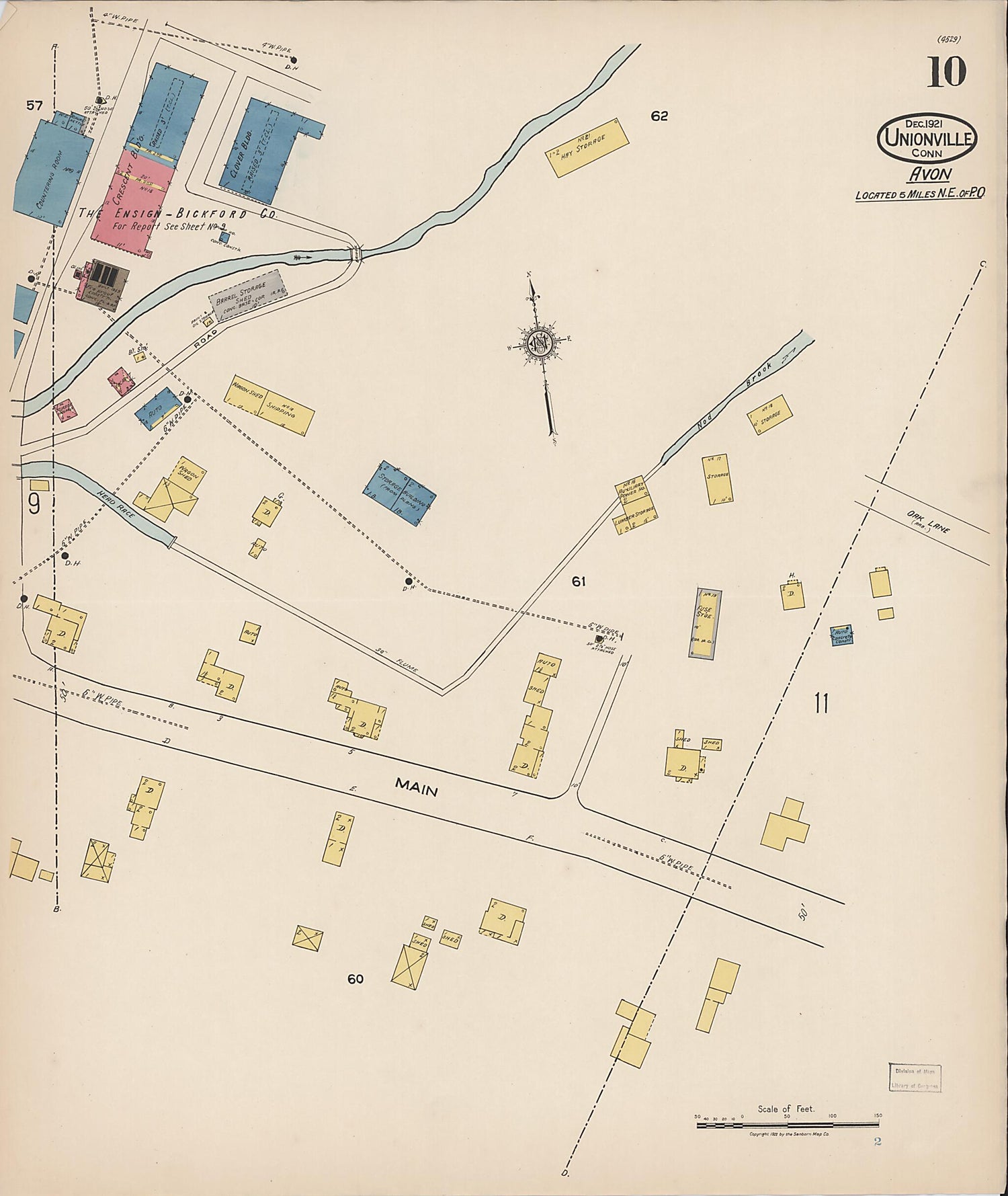 This old map of Unionville, Hartford County, Connecticut was created by Sanborn Map Company in 1921