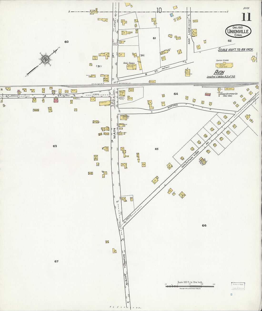 This old map of Unionville, Hartford County, Connecticut was created by Sanborn Map Company in 1921