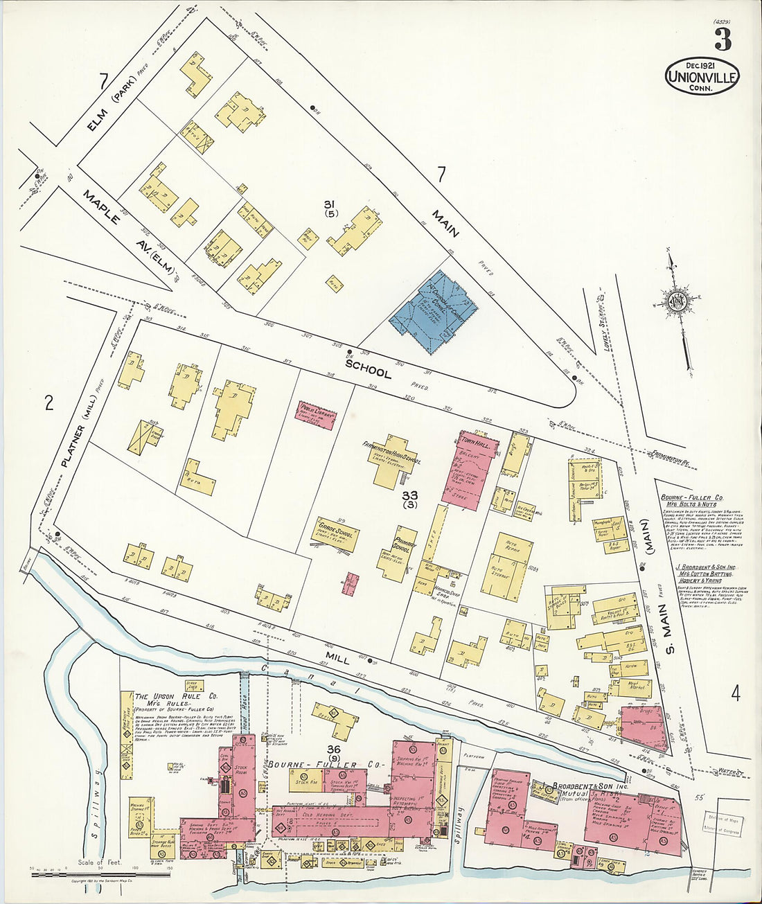 This old map of Unionville, Hartford County, Connecticut was created by Sanborn Map Company in 1921
