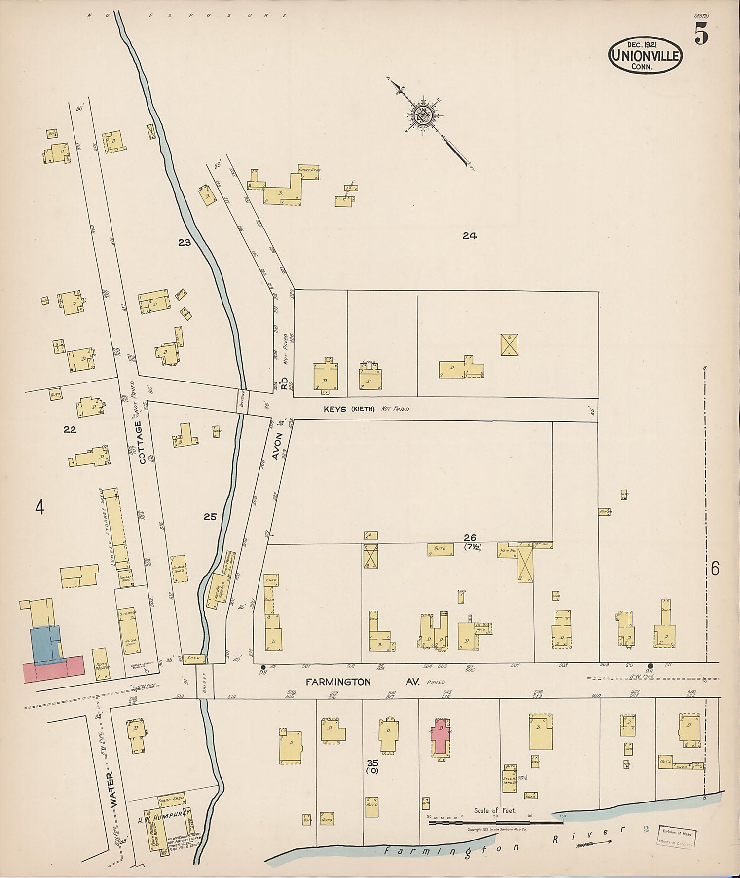 This old map of Unionville, Hartford County, Connecticut was created by Sanborn Map Company in 1921