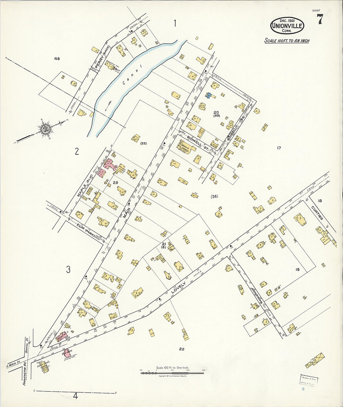 This old map of Unionville, Hartford County, Connecticut was created by Sanborn Map Company in 1921