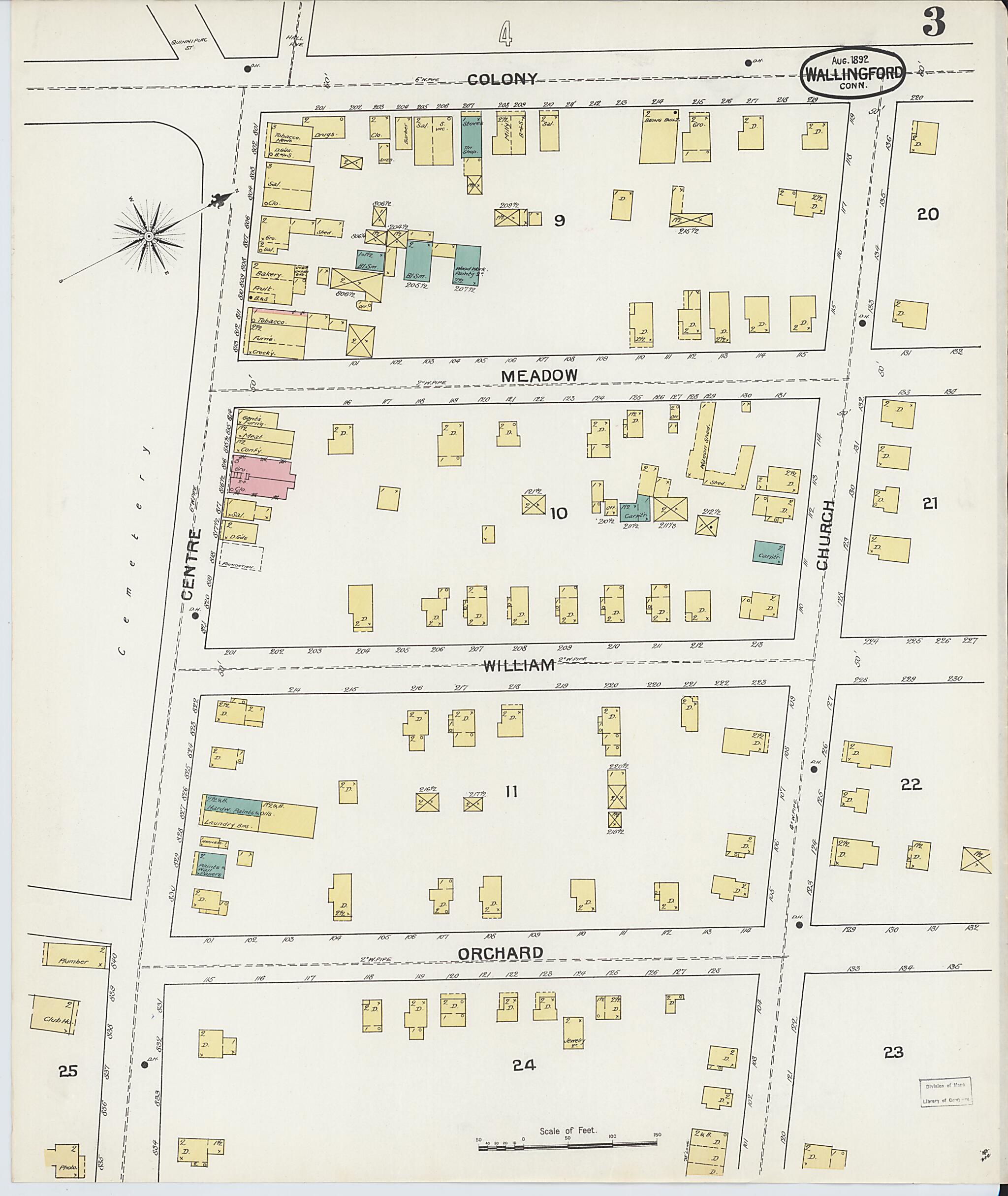 This old map of Wallingford, New Haven County, Connecticut was created by Sanborn Map Company in 1892