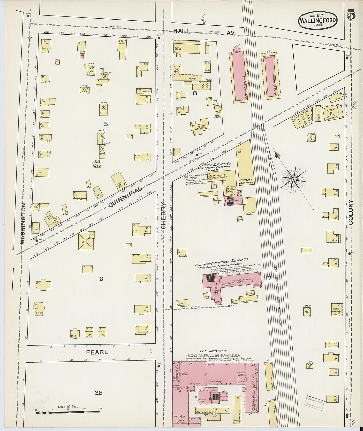 This old map of Wallingford, New Haven County, Connecticut was created by Sanborn Map Company in 1892