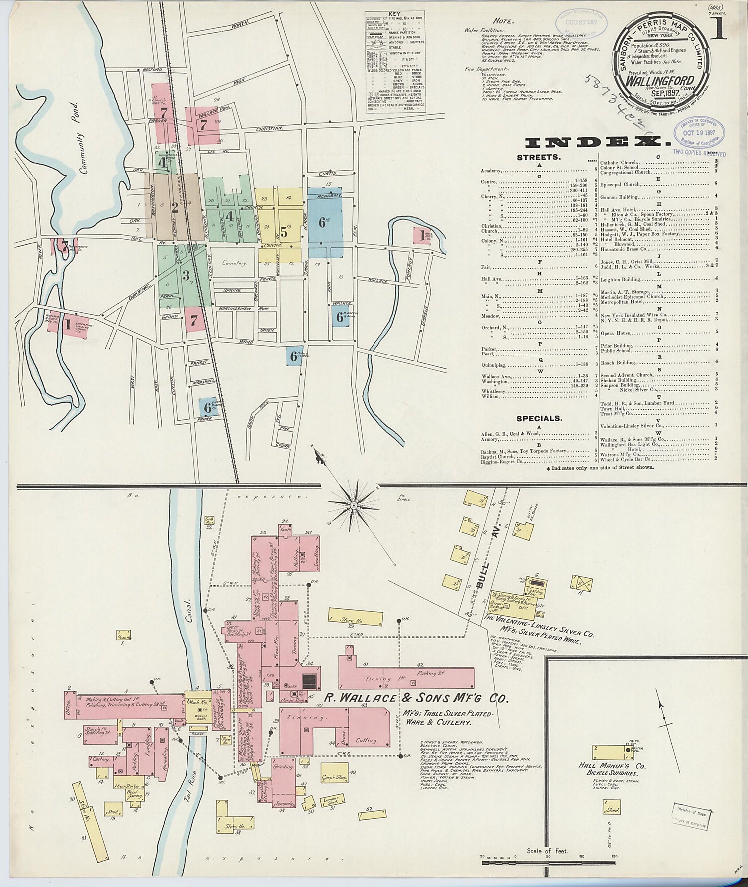 This old map of Wallingford, New Haven County, Connecticut was created by Sanborn Map Company in 1897
