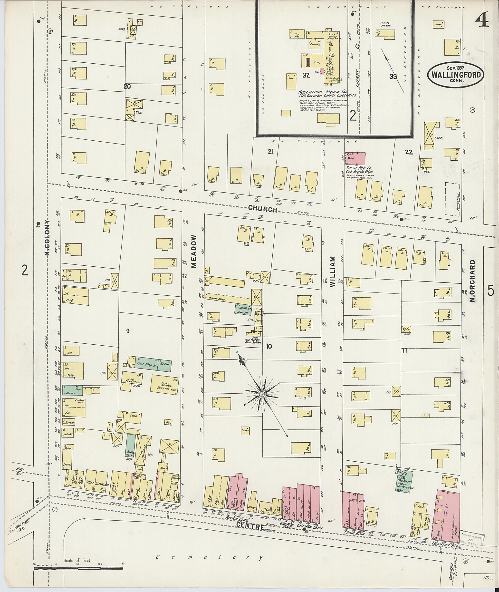 This old map of Wallingford, New Haven County, Connecticut was created by Sanborn Map Company in 1897