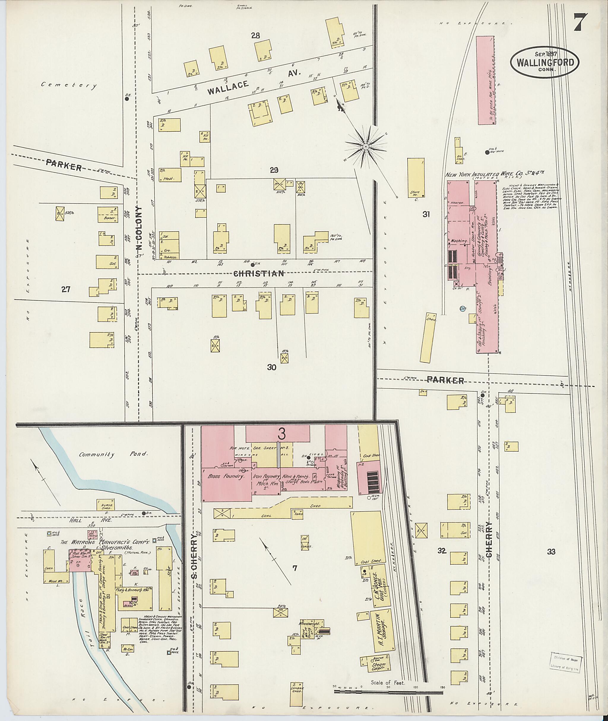 This old map of Wallingford, New Haven County, Connecticut was created by Sanborn Map Company in 1897
