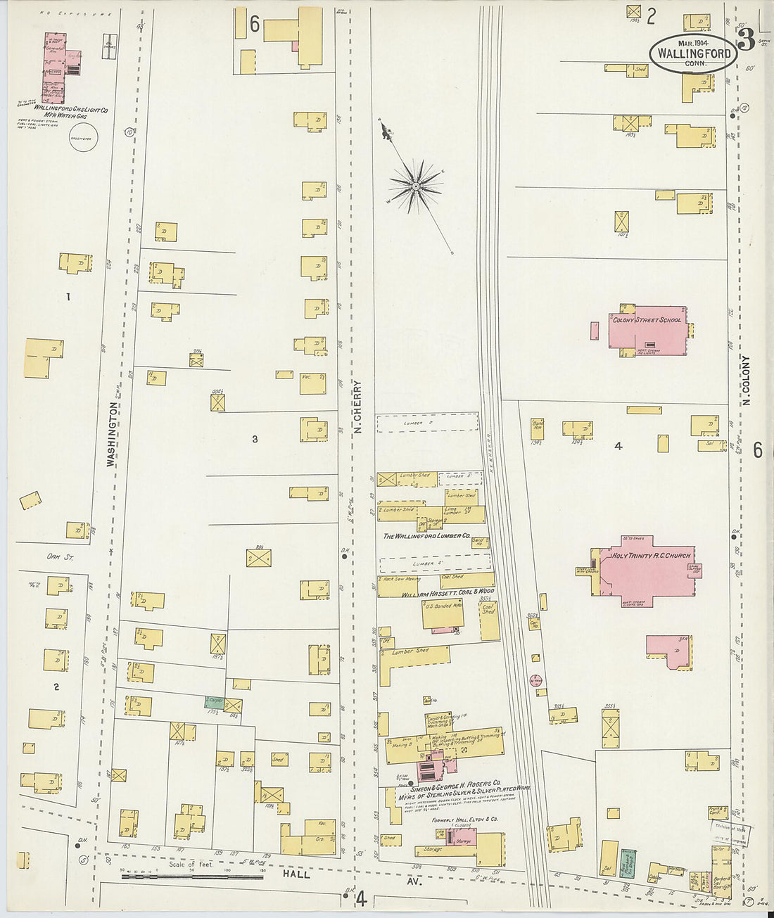 This old map of Wallingford, New Haven County, Connecticut was created by Sanborn Map Company in 1904
