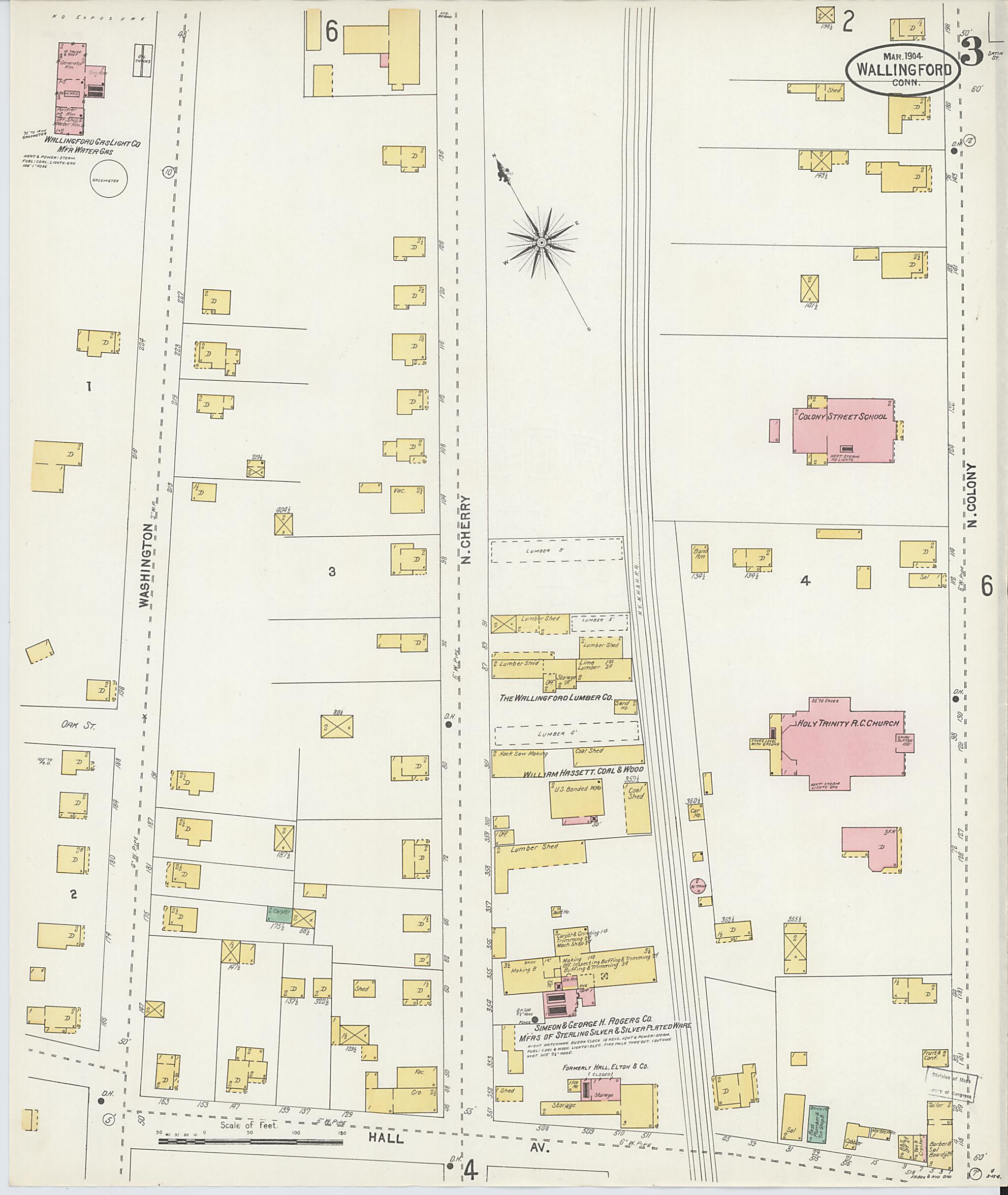 This old map of Wallingford, New Haven County, Connecticut was created by Sanborn Map Company in 1904