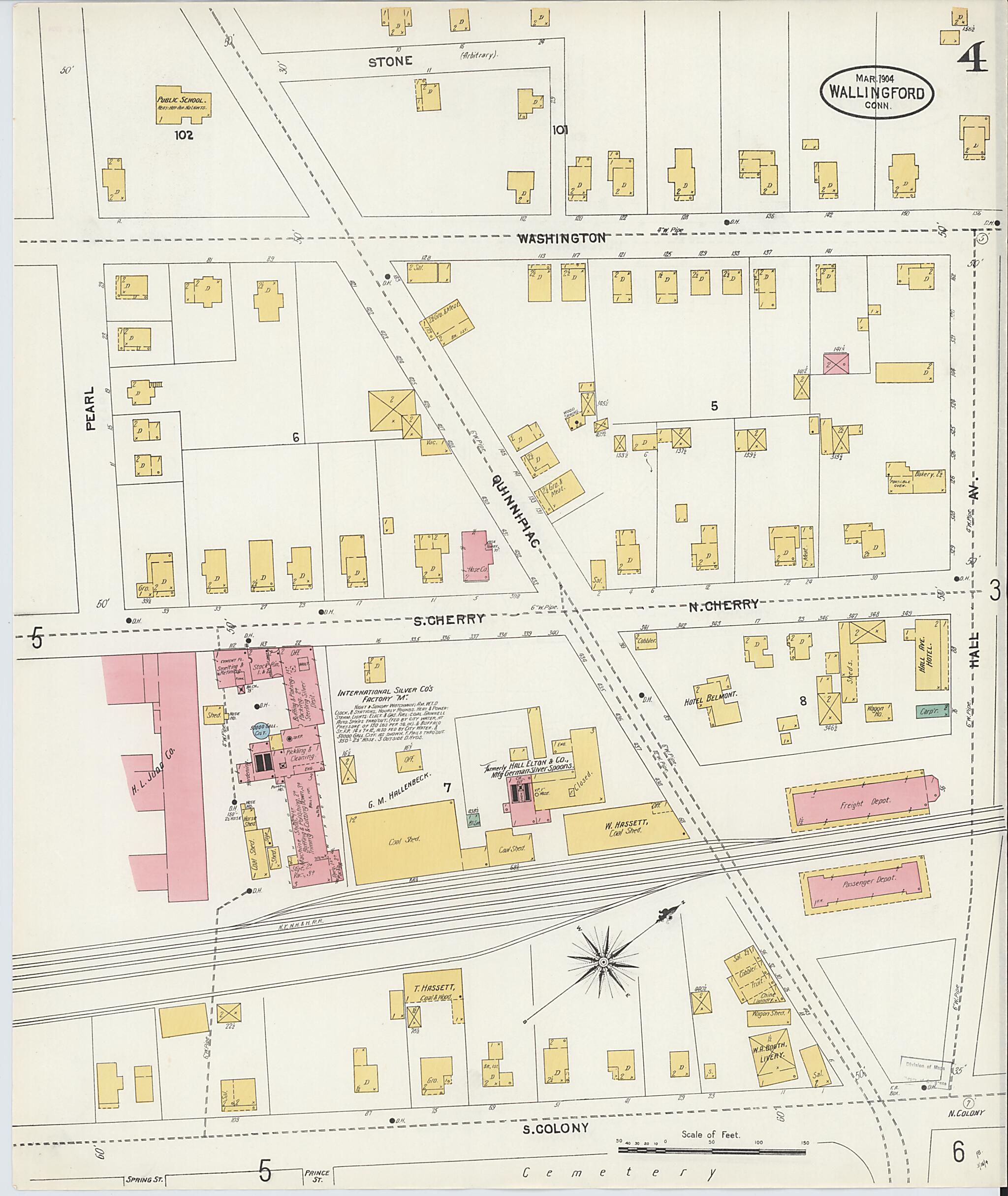 This old map of Wallingford, New Haven County, Connecticut was created by Sanborn Map Company in 1904
