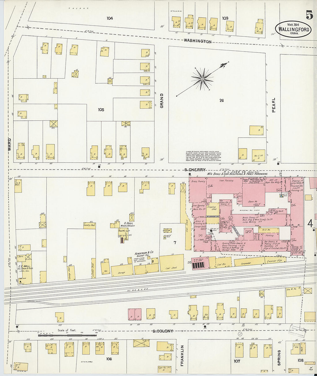 This old map of Wallingford, New Haven County, Connecticut was created by Sanborn Map Company in 1904