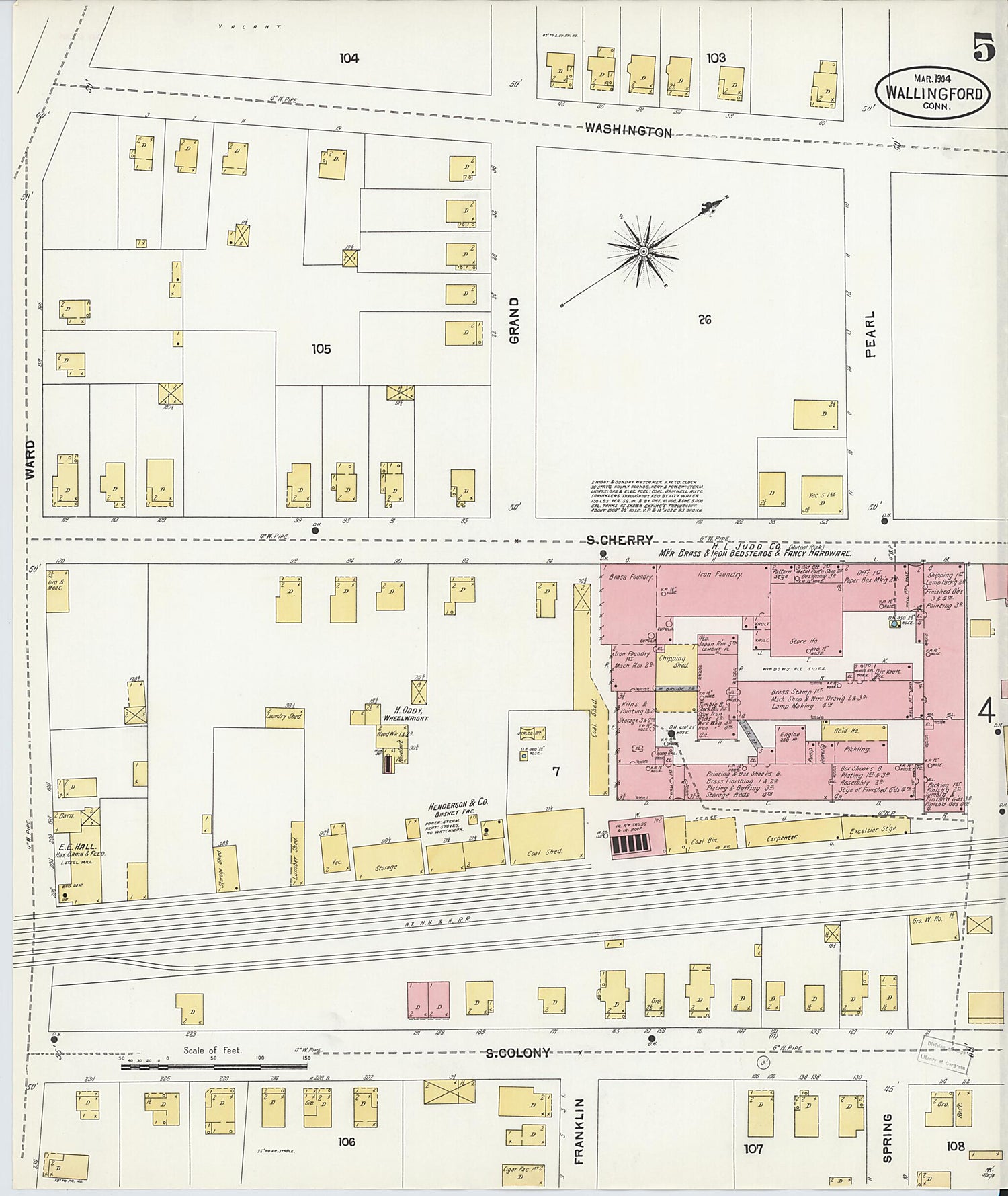 This old map of Wallingford, New Haven County, Connecticut was created by Sanborn Map Company in 1904