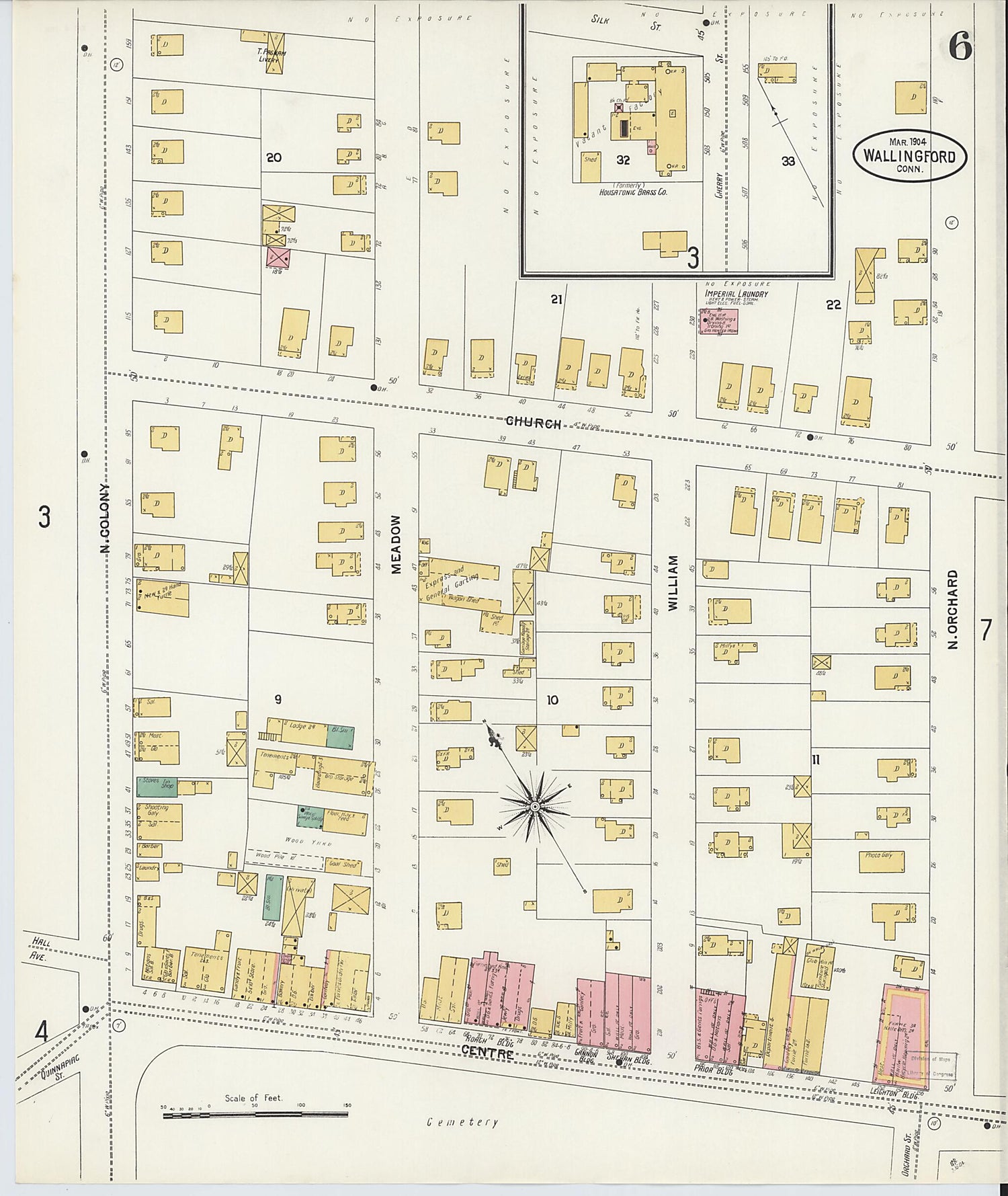 This old map of Wallingford, New Haven County, Connecticut was created by Sanborn Map Company in 1904