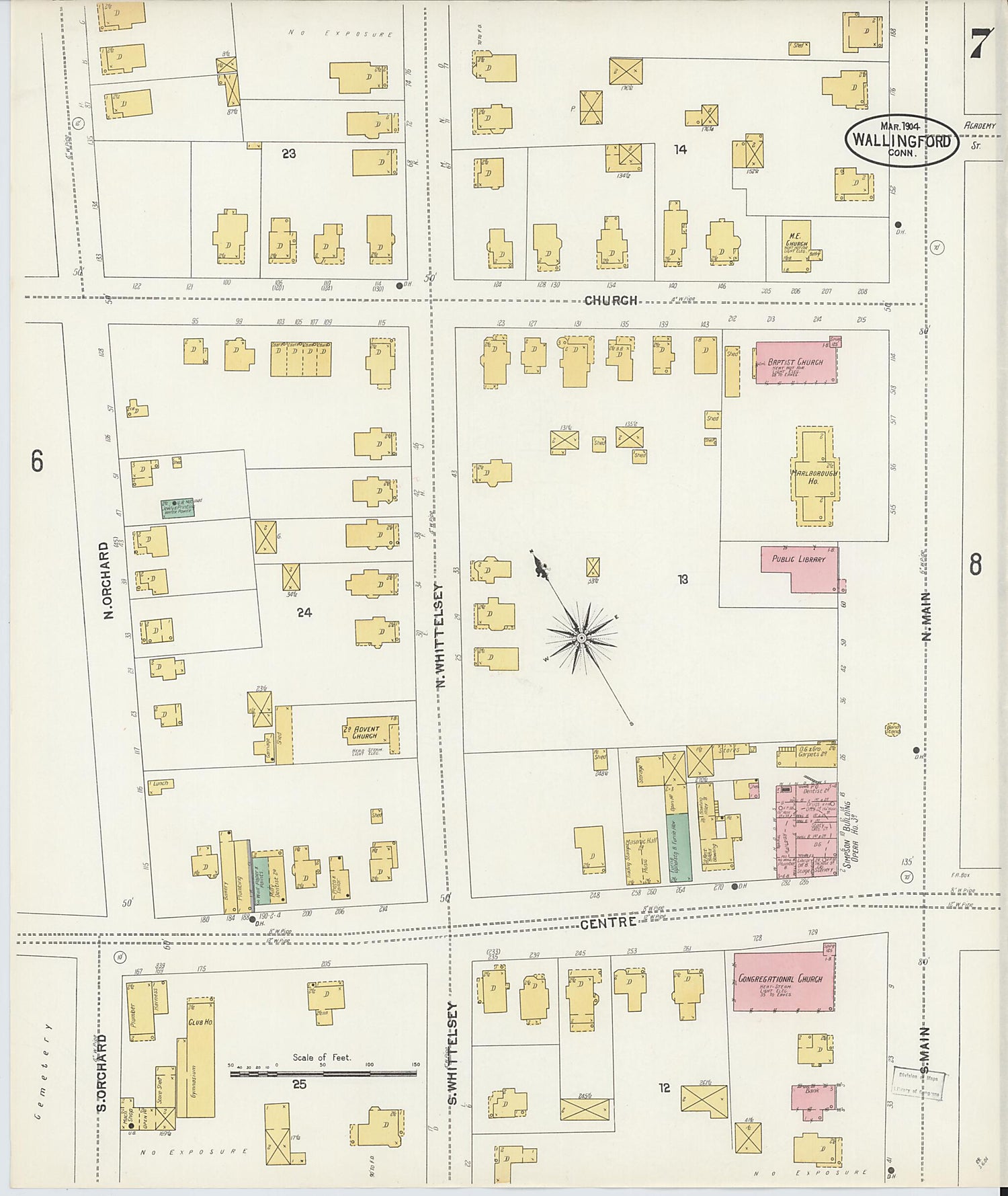 This old map of Wallingford, New Haven County, Connecticut was created by Sanborn Map Company in 1904
