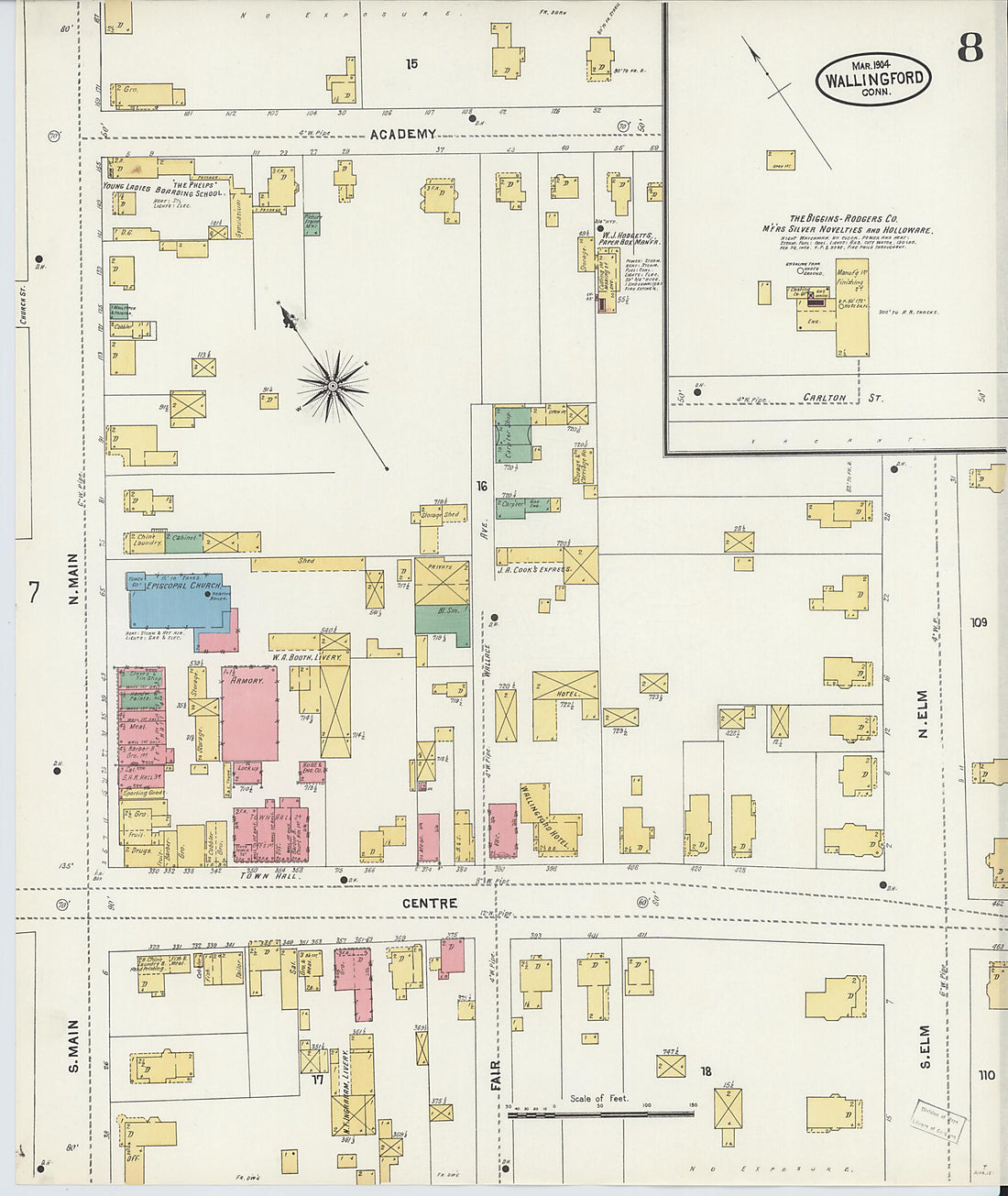 This old map of Wallingford, New Haven County, Connecticut was created by Sanborn Map Company in 1904