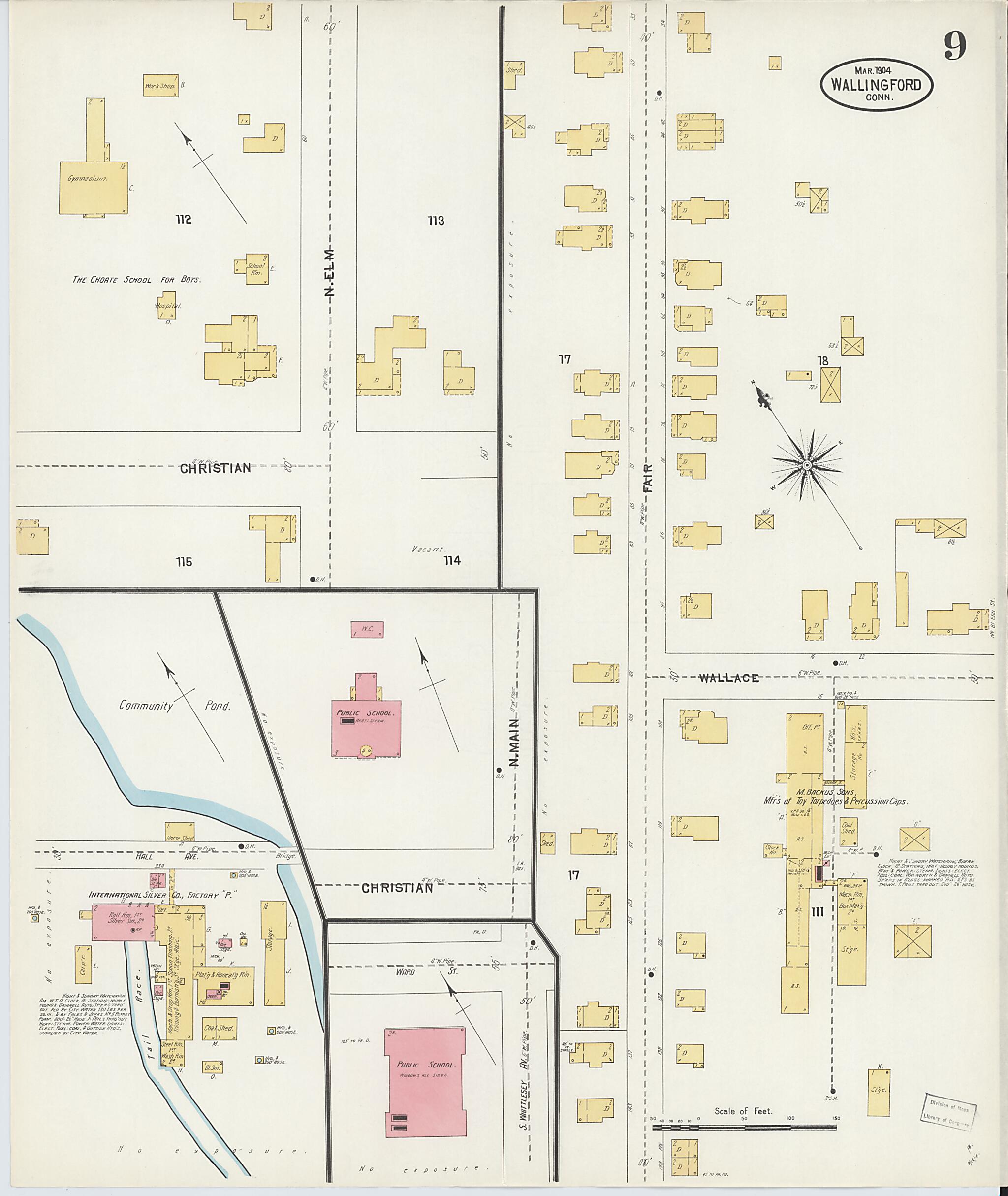 This old map of Wallingford, New Haven County, Connecticut was created by Sanborn Map Company in 1904