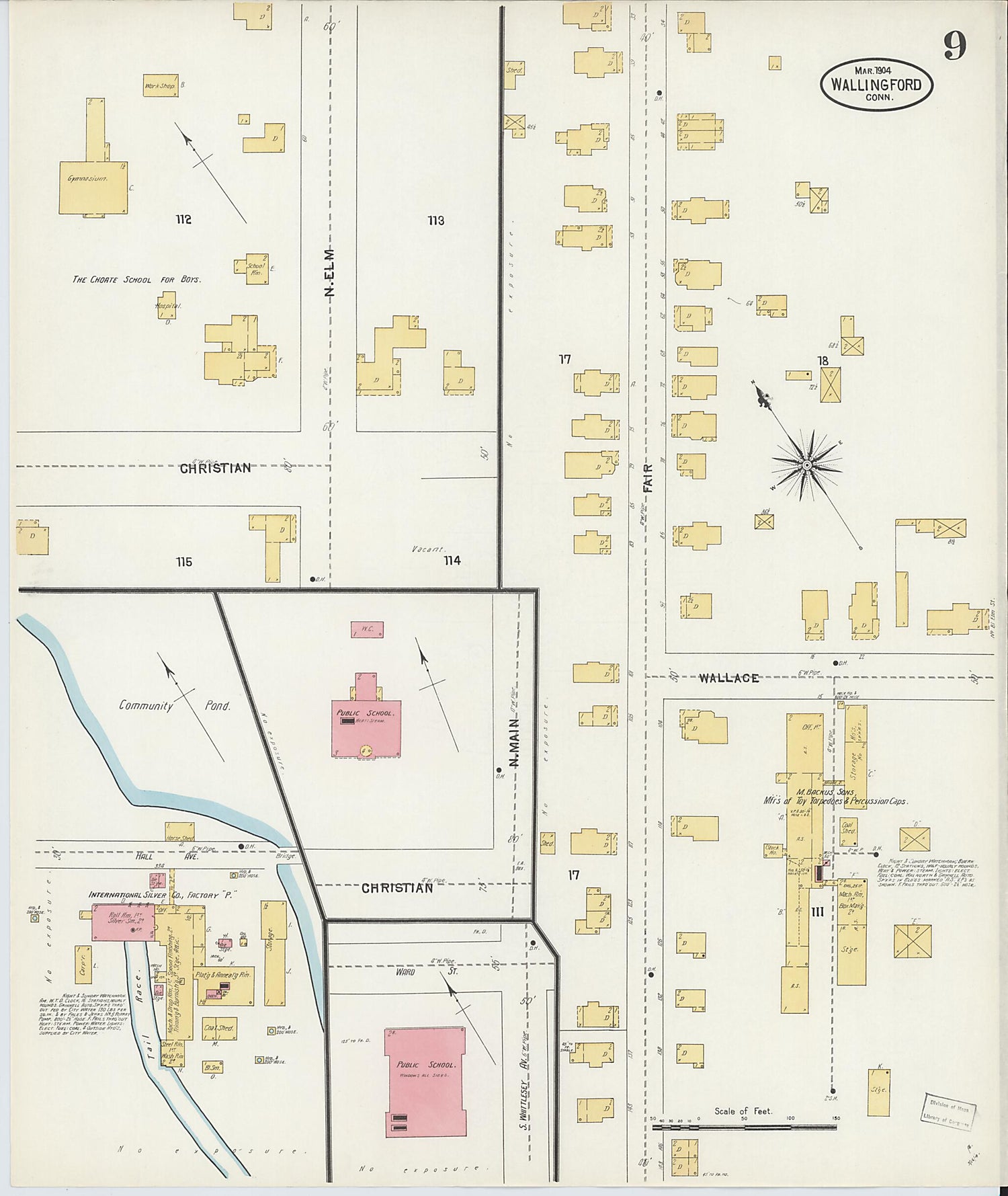 This old map of Wallingford, New Haven County, Connecticut was created by Sanborn Map Company in 1904
