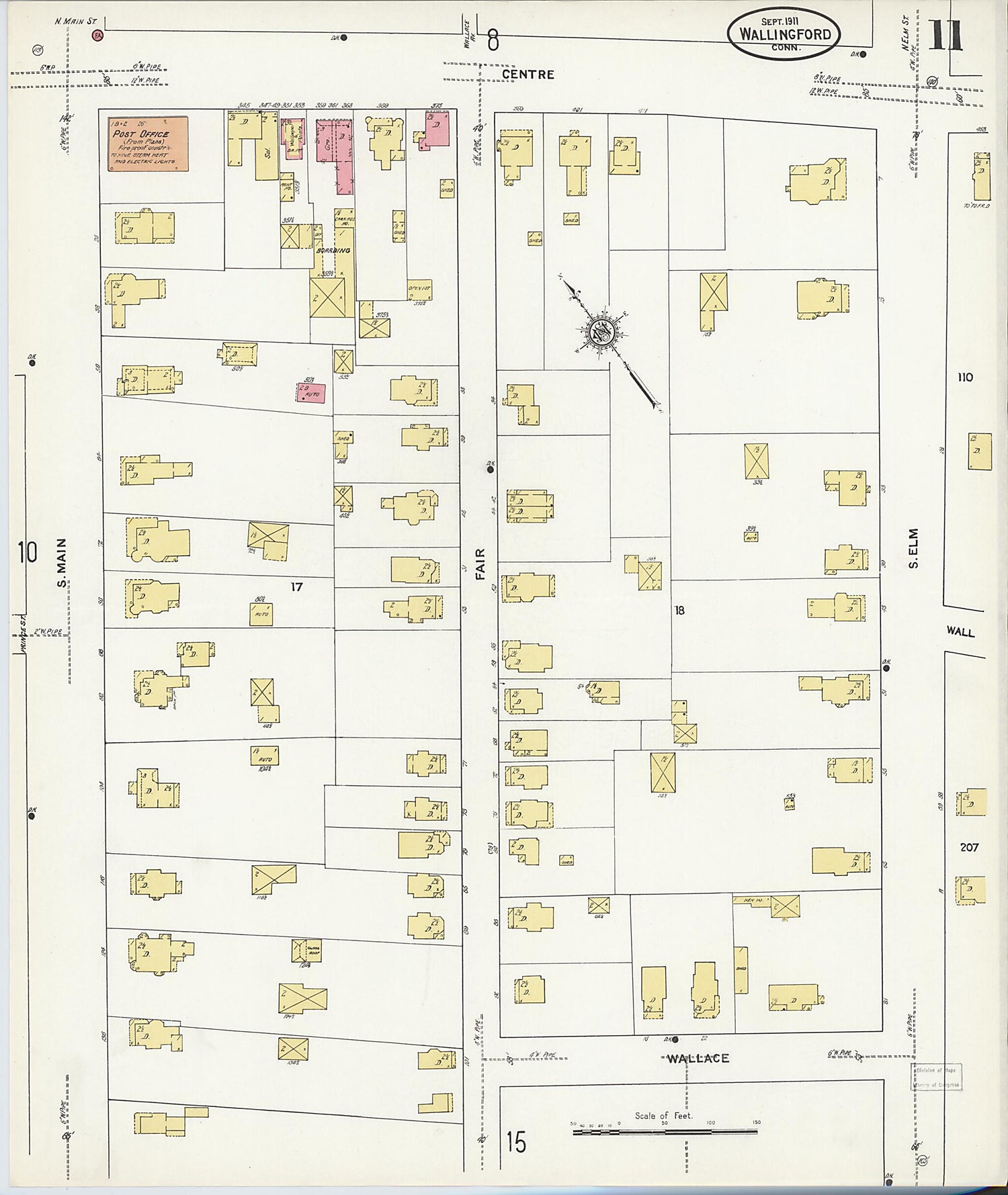 This old map of Wallingford, New Haven County, Connecticut was created by Sanborn Map Company in 1911
