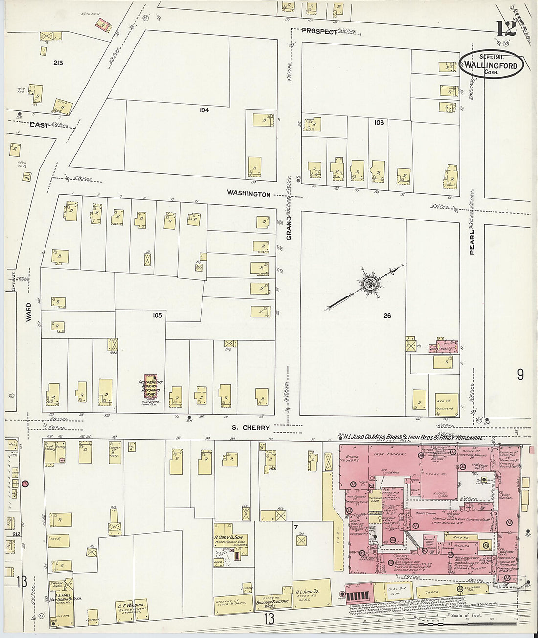 This old map of Wallingford, New Haven County, Connecticut was created by Sanborn Map Company in 1911