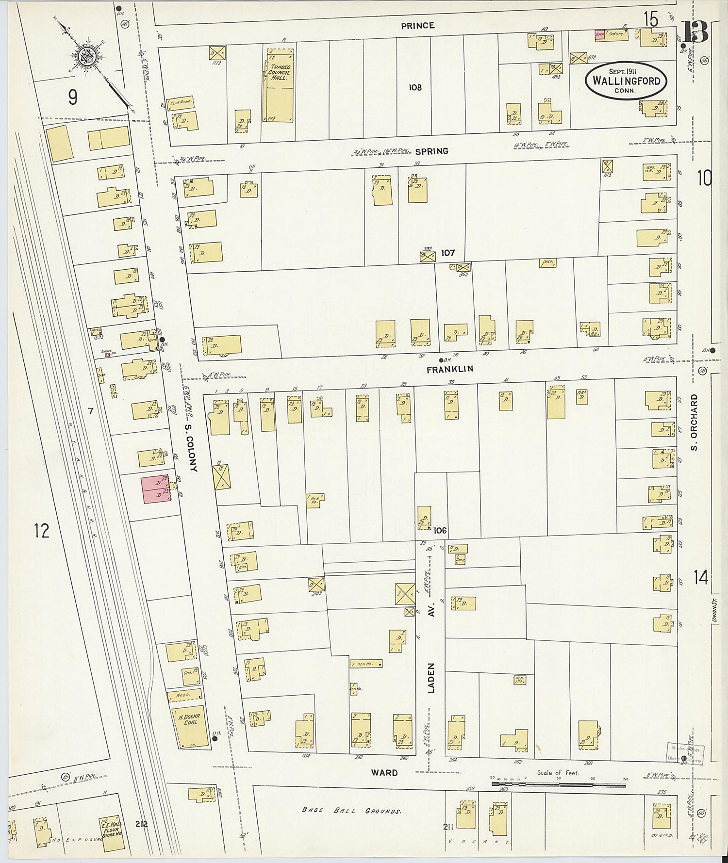 This old map of Wallingford, New Haven County, Connecticut was created by Sanborn Map Company in 1911