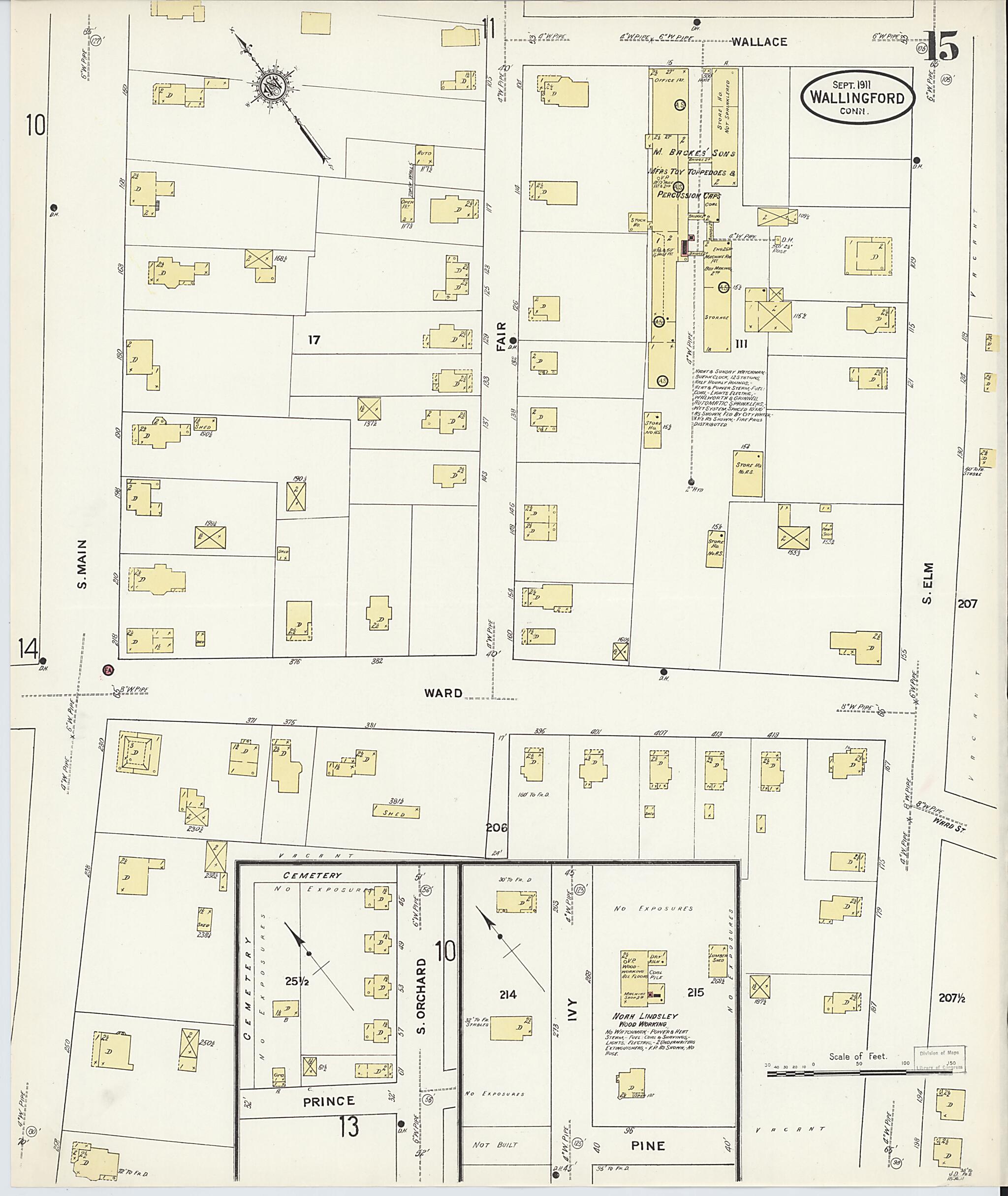This old map of Wallingford, New Haven County, Connecticut was created by Sanborn Map Company in 1911