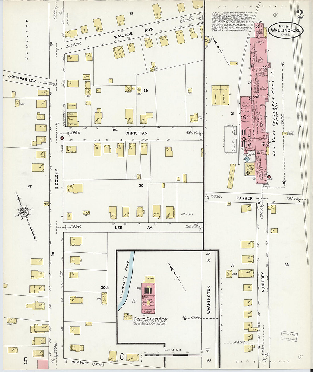 This old map of Wallingford, New Haven County, Connecticut was created by Sanborn Map Company in 1911