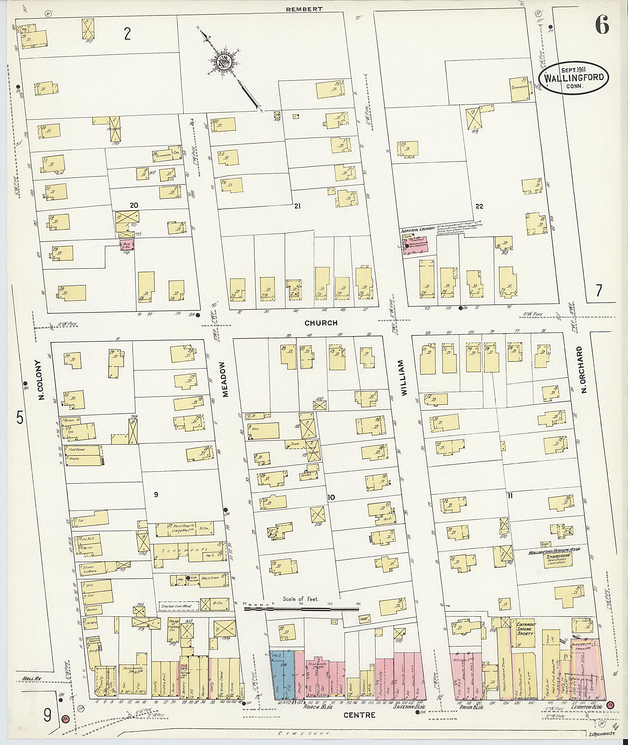 This old map of Wallingford, New Haven County, Connecticut was created by Sanborn Map Company in 1911