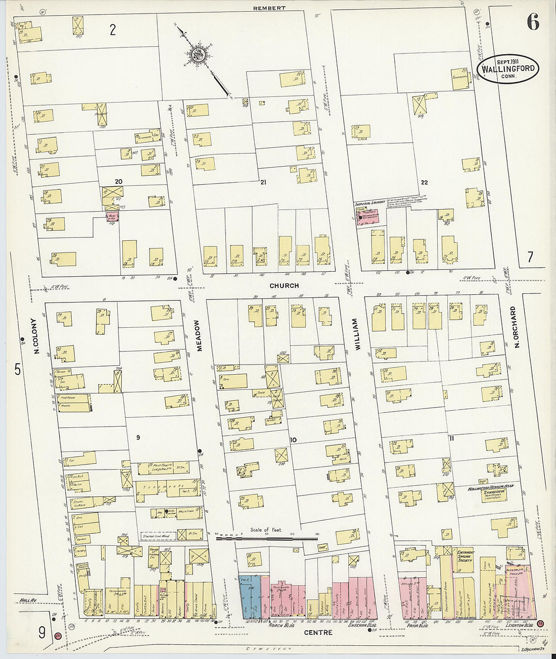 This old map of Wallingford, New Haven County, Connecticut was created by Sanborn Map Company in 1911