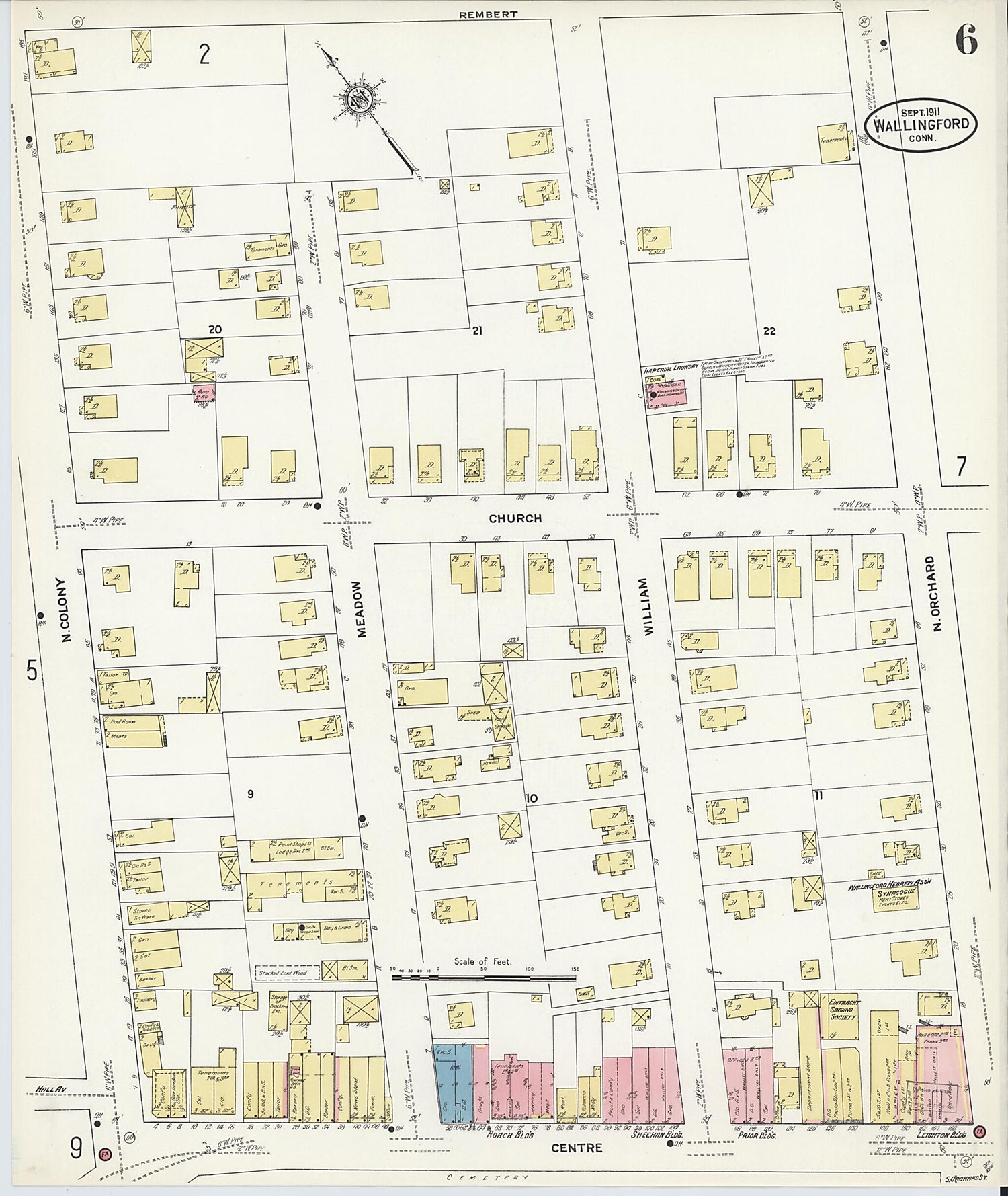 This old map of Wallingford, New Haven County, Connecticut was created by Sanborn Map Company in 1911