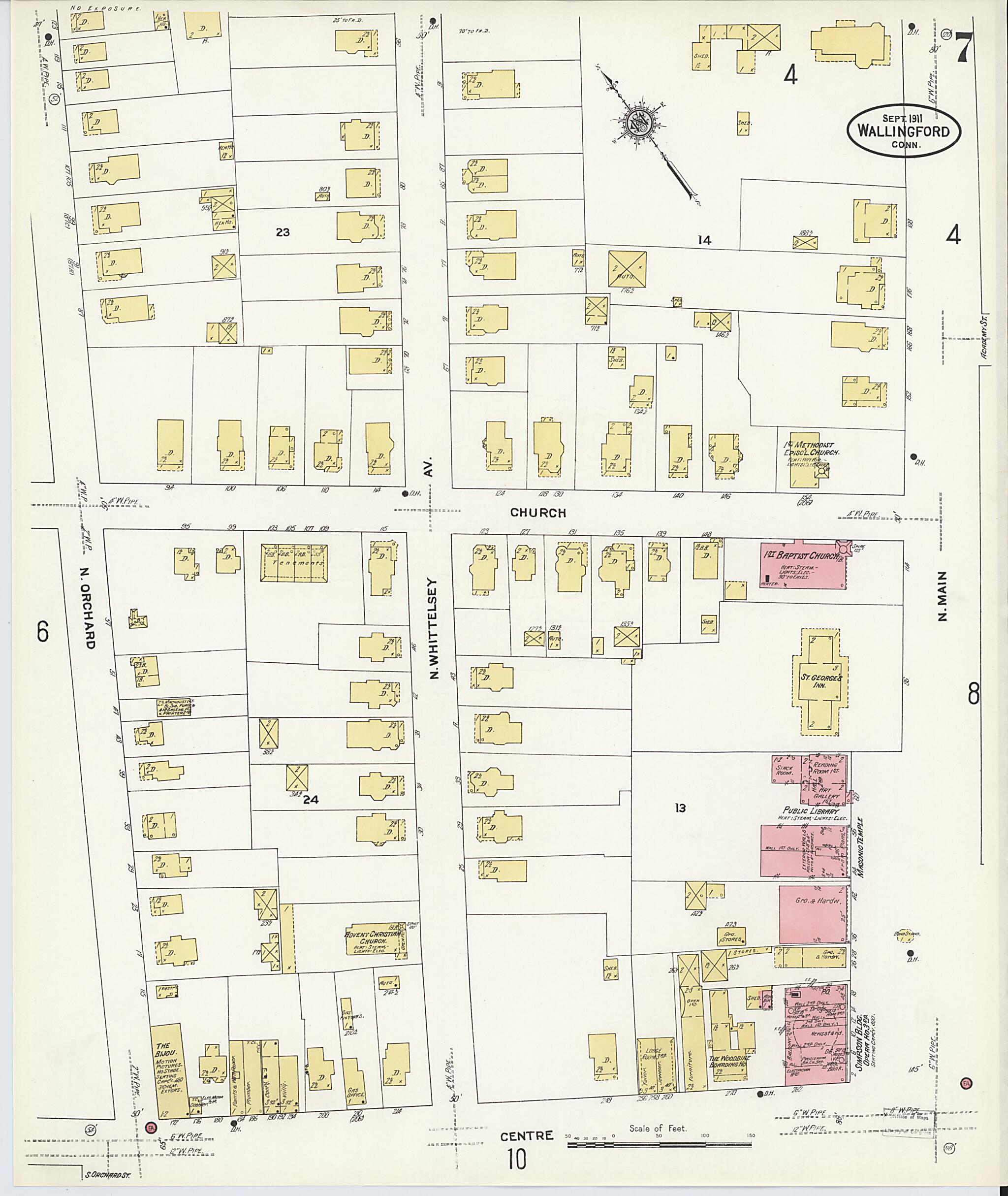 This old map of Wallingford, New Haven County, Connecticut was created by Sanborn Map Company in 1911