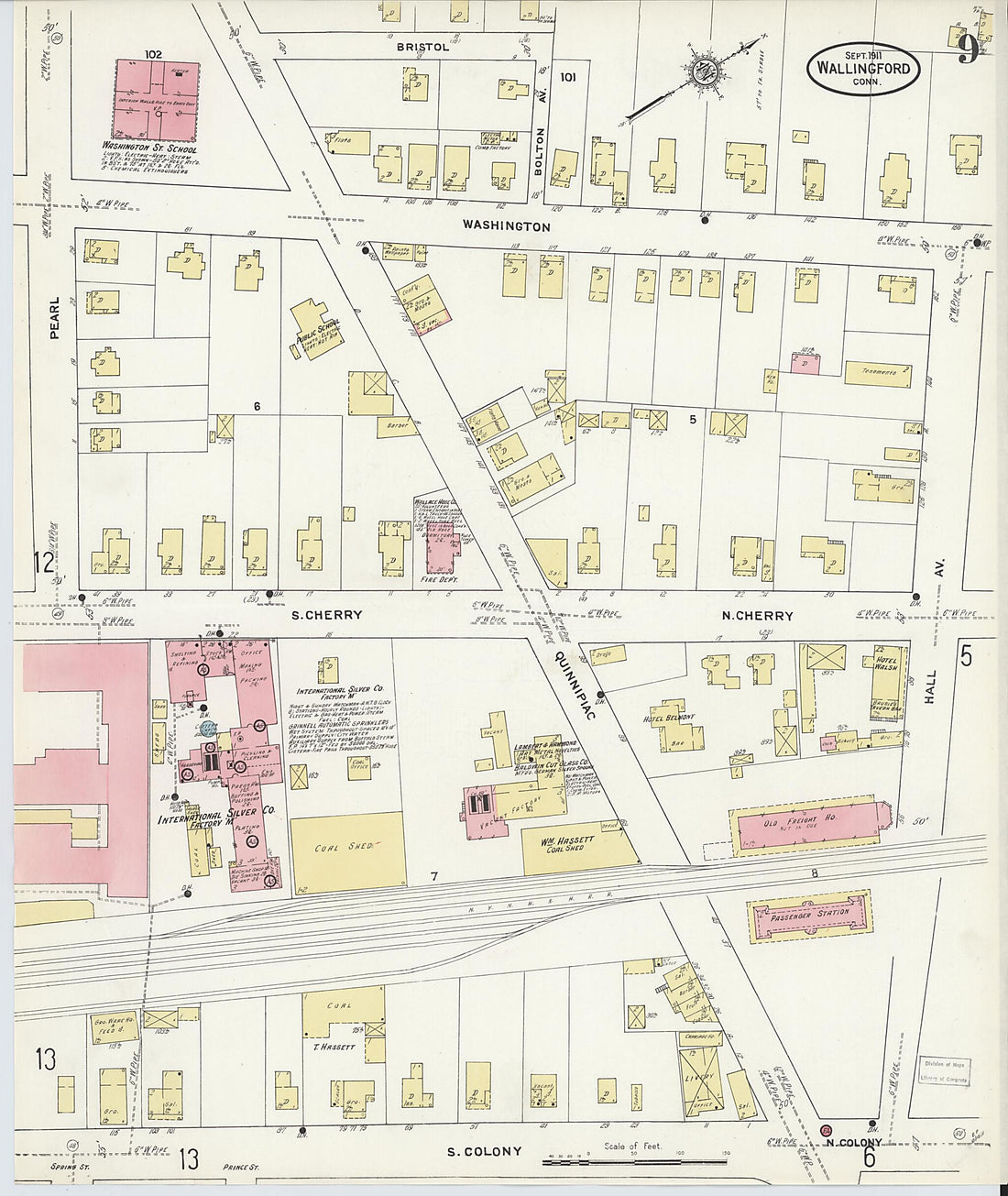 This old map of Wallingford, New Haven County, Connecticut was created by Sanborn Map Company in 1911