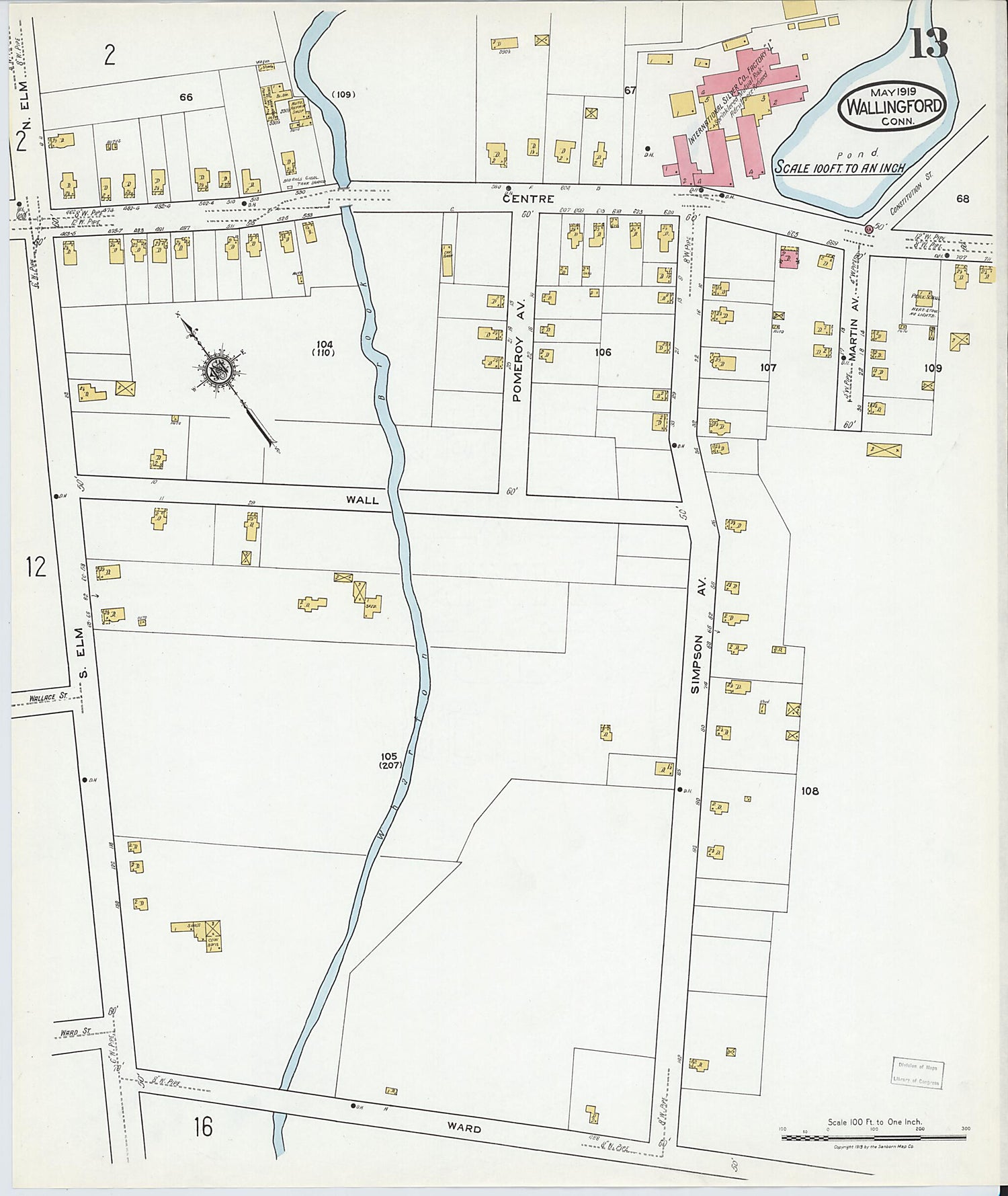 This old map of Wallingford, New Haven County, Connecticut was created by Sanborn Map Company in 1919