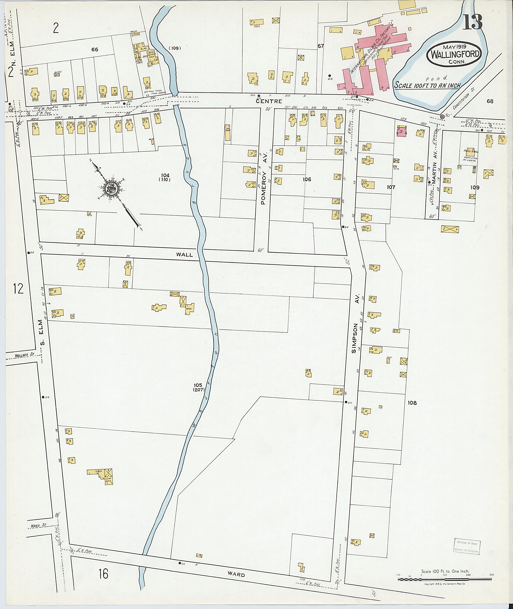 This old map of Wallingford, New Haven County, Connecticut was created by Sanborn Map Company in 1919