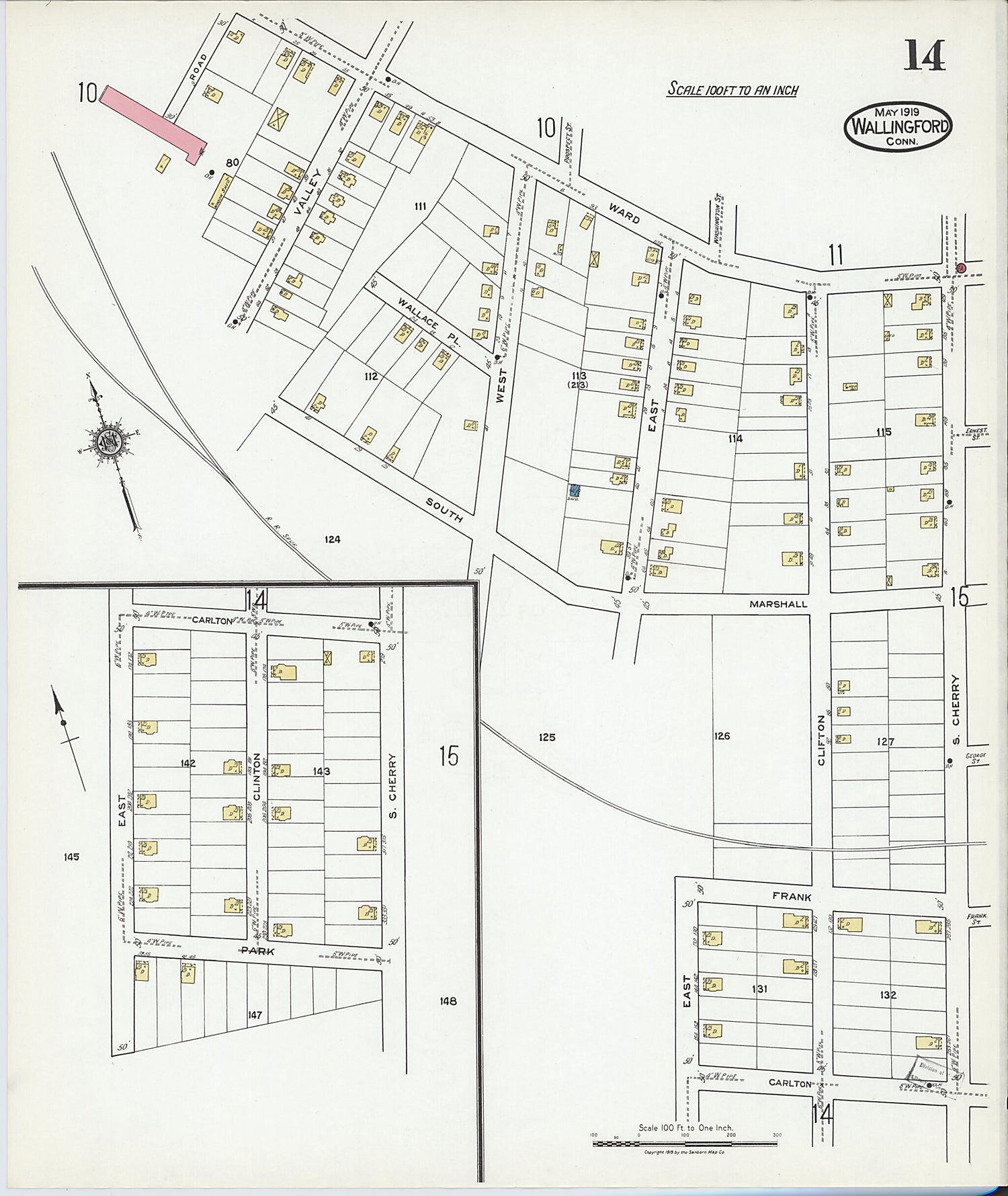 This old map of Wallingford, New Haven County, Connecticut was created by Sanborn Map Company in 1919