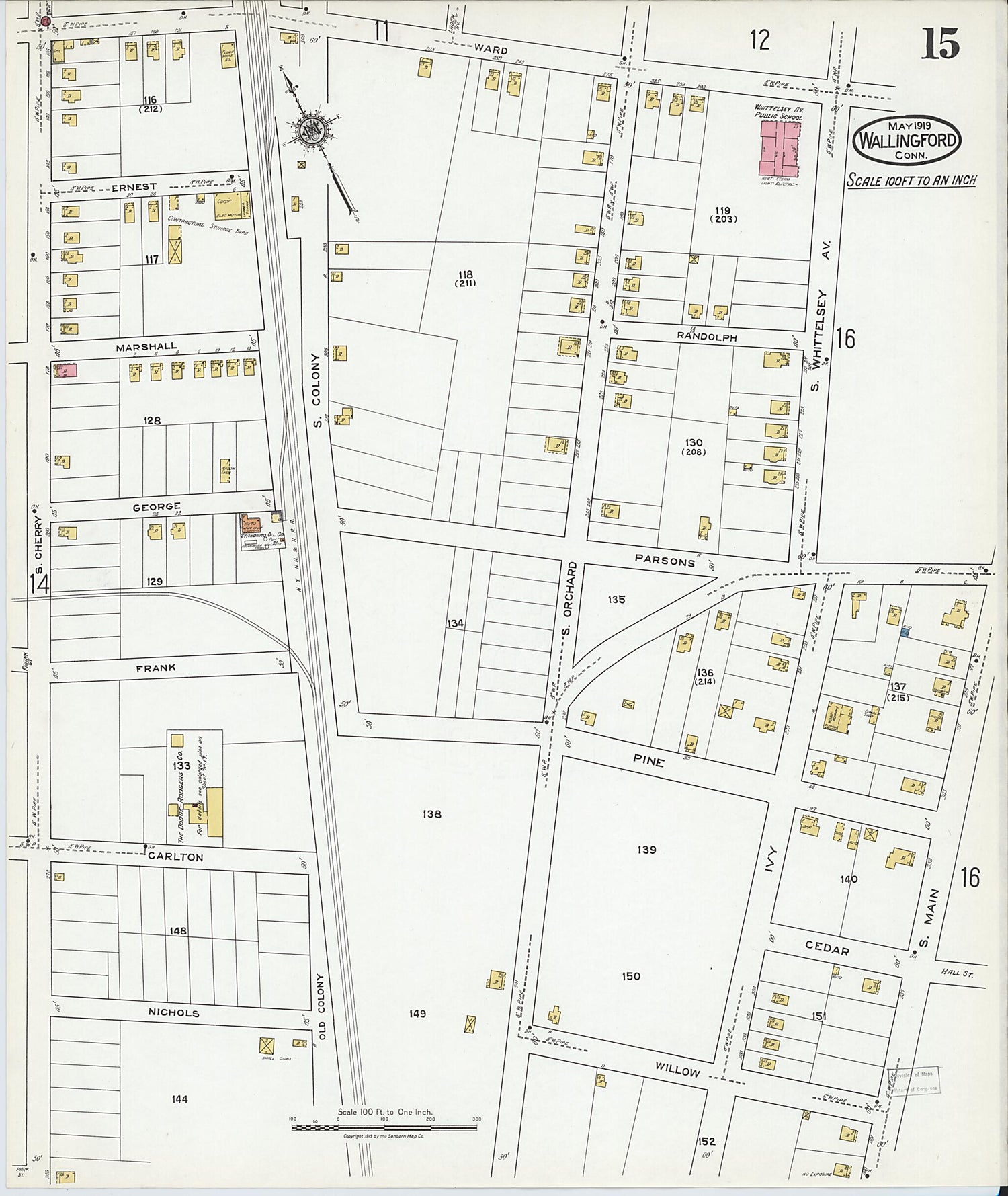 This old map of Wallingford, New Haven County, Connecticut was created by Sanborn Map Company in 1919