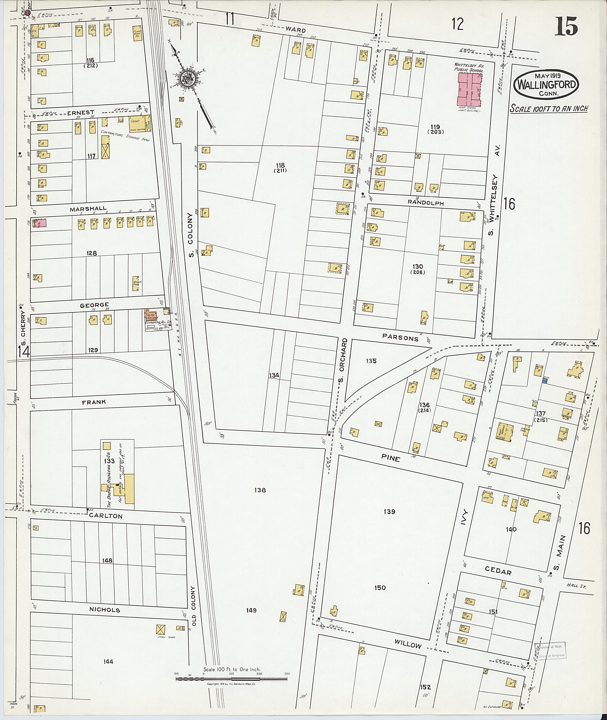 This old map of Wallingford, New Haven County, Connecticut was created by Sanborn Map Company in 1919