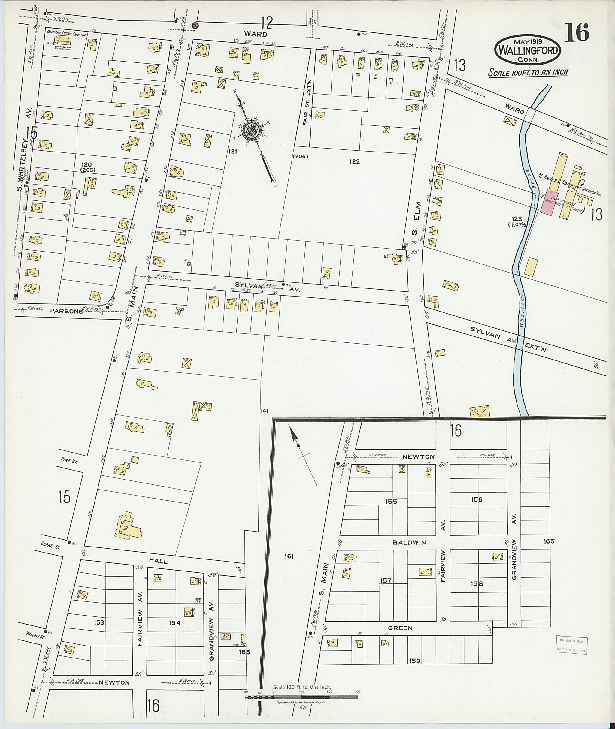 This old map of Wallingford, New Haven County, Connecticut was created by Sanborn Map Company in 1919