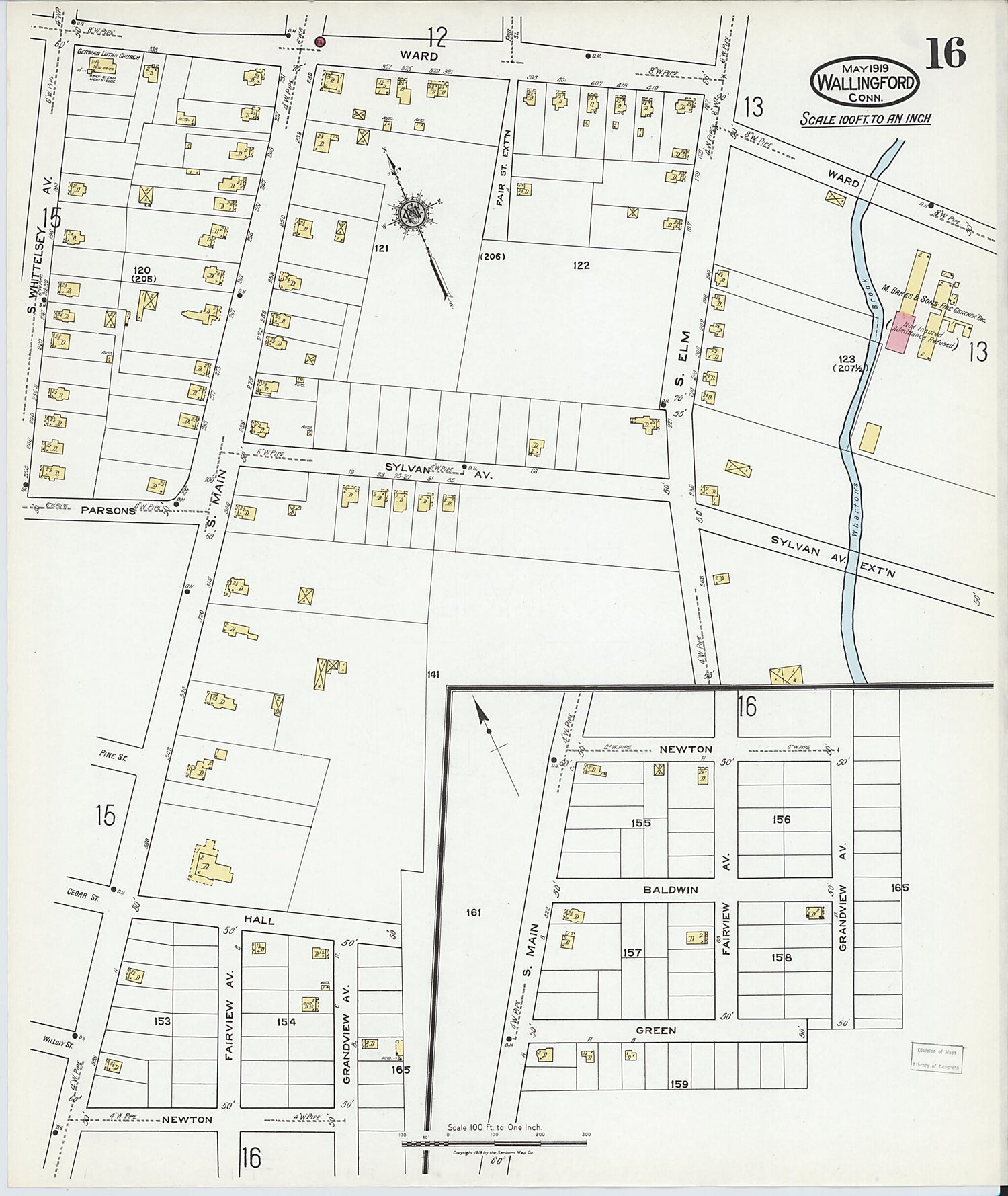 This old map of Wallingford, New Haven County, Connecticut was created by Sanborn Map Company in 1919