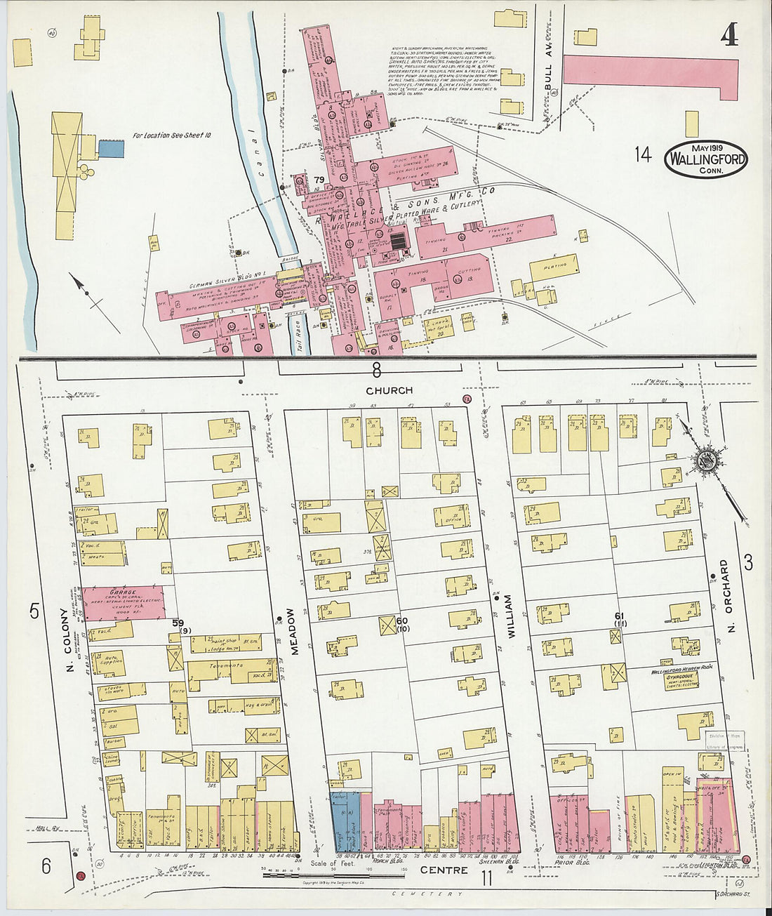 This old map of Wallingford, New Haven County, Connecticut was created by Sanborn Map Company in 1919