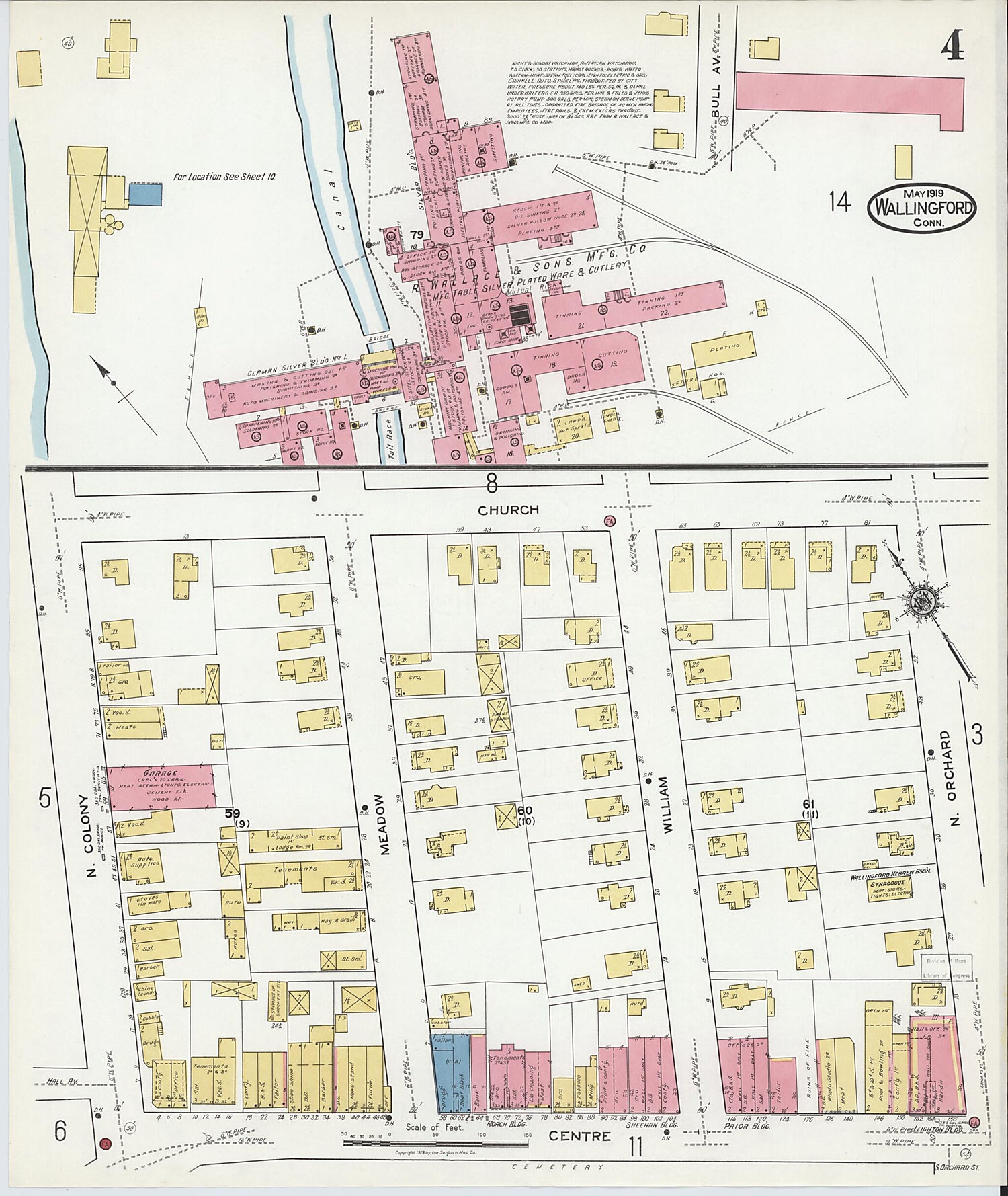 This old map of Wallingford, New Haven County, Connecticut was created by Sanborn Map Company in 1919