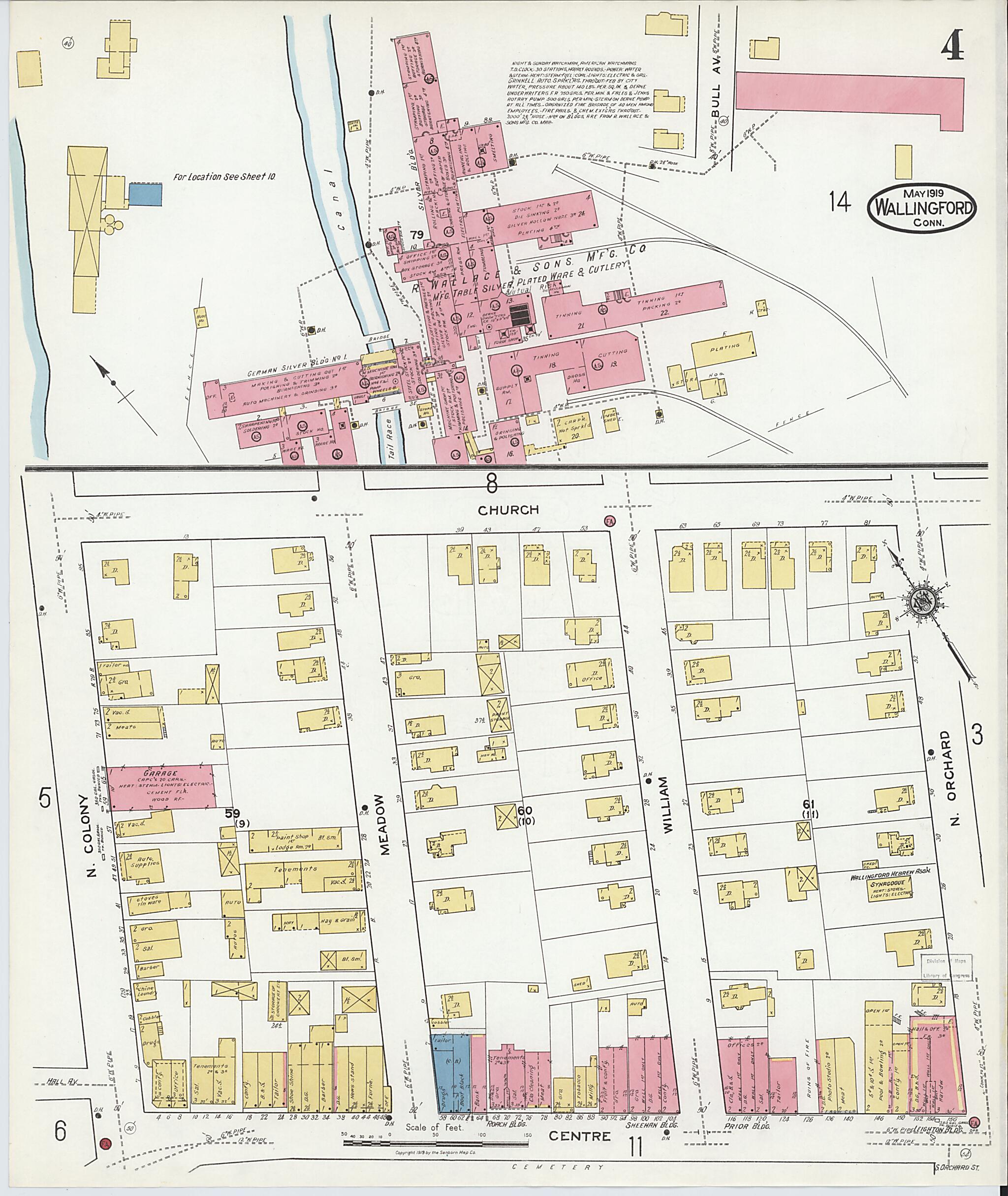 This old map of Wallingford, New Haven County, Connecticut was created by Sanborn Map Company in 1919