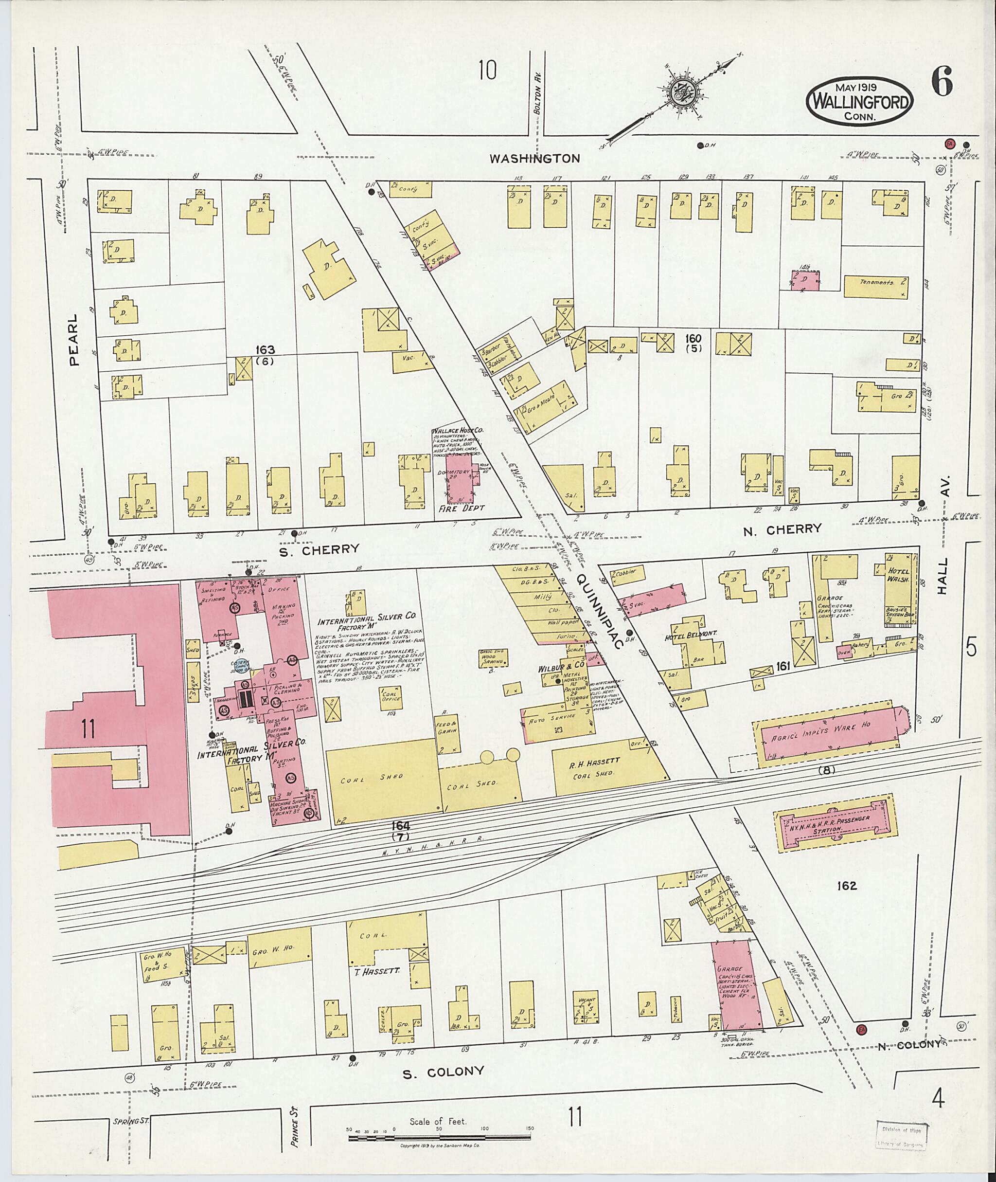 This old map of Wallingford, New Haven County, Connecticut was created by Sanborn Map Company in 1919