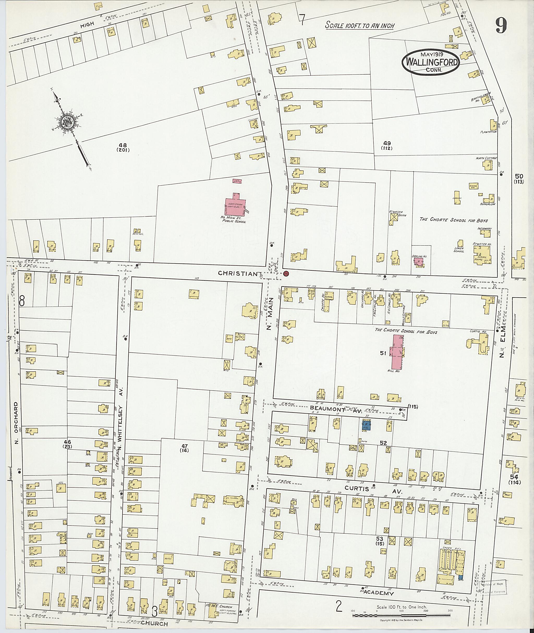 This old map of Wallingford, New Haven County, Connecticut was created by Sanborn Map Company in 1919
