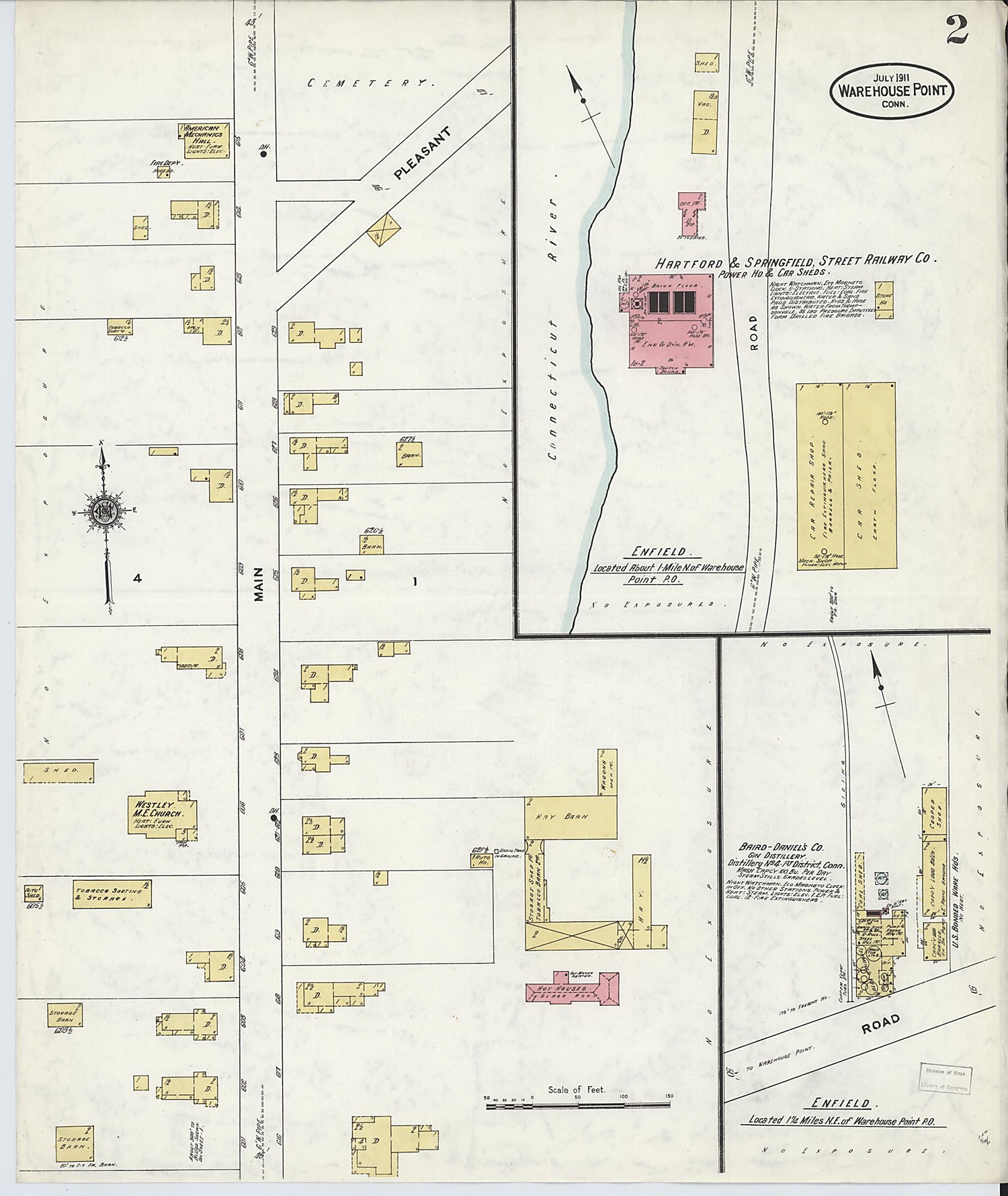 This old map of Warehouse Point, Hartford County, Connecticut was created by Sanborn Map Company in 1911