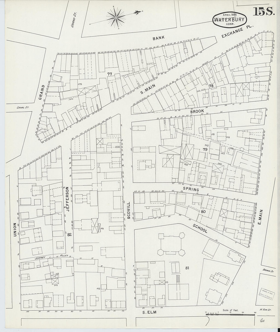 This old map of Waterbury, New Haven County, Connecticut was created by Sanborn Map Company in 1895