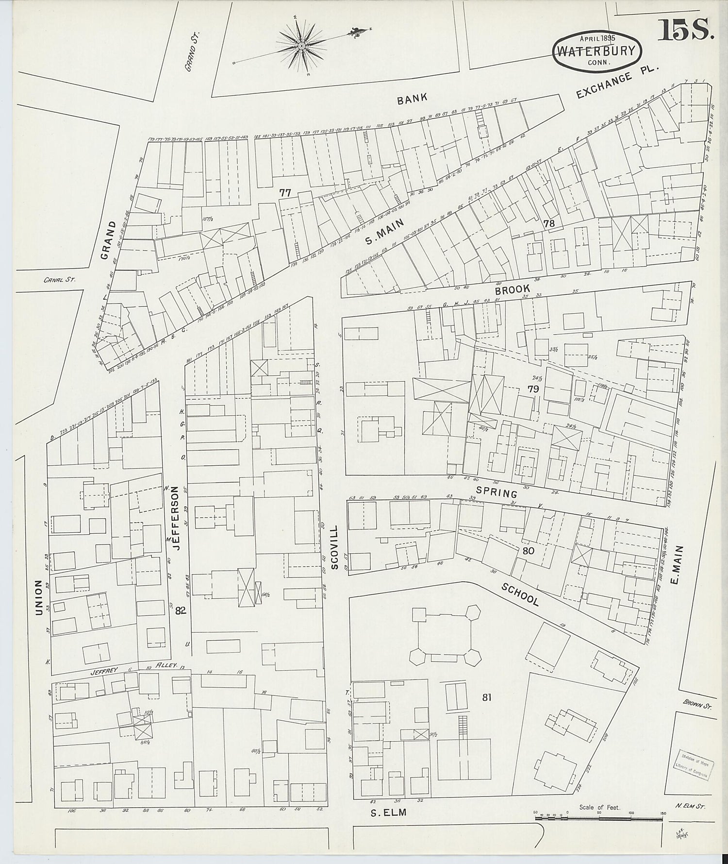 This old map of Waterbury, New Haven County, Connecticut was created by Sanborn Map Company in 1895
