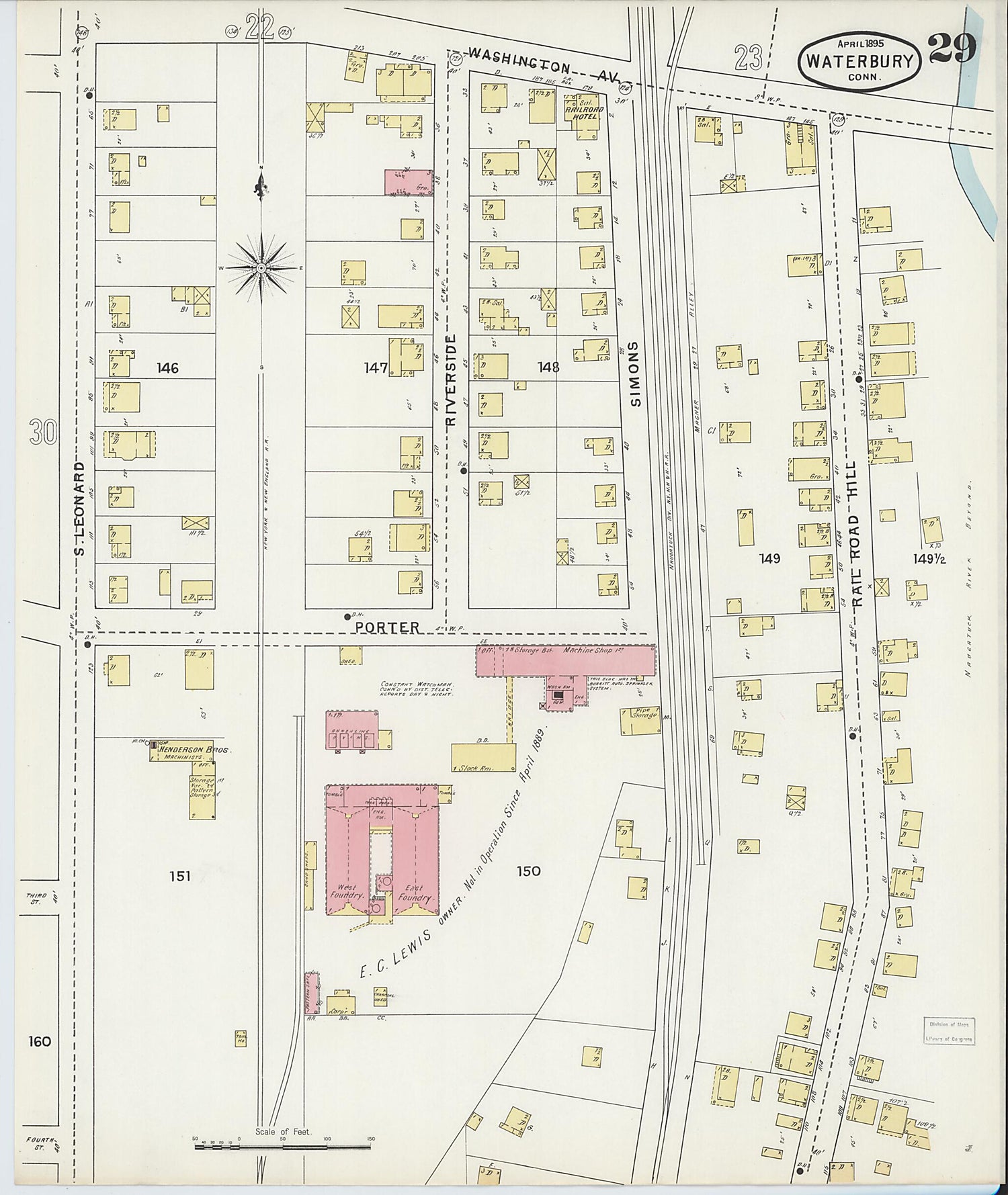 This old map of Waterbury, New Haven County, Connecticut was created by Sanborn Map Company in 1895