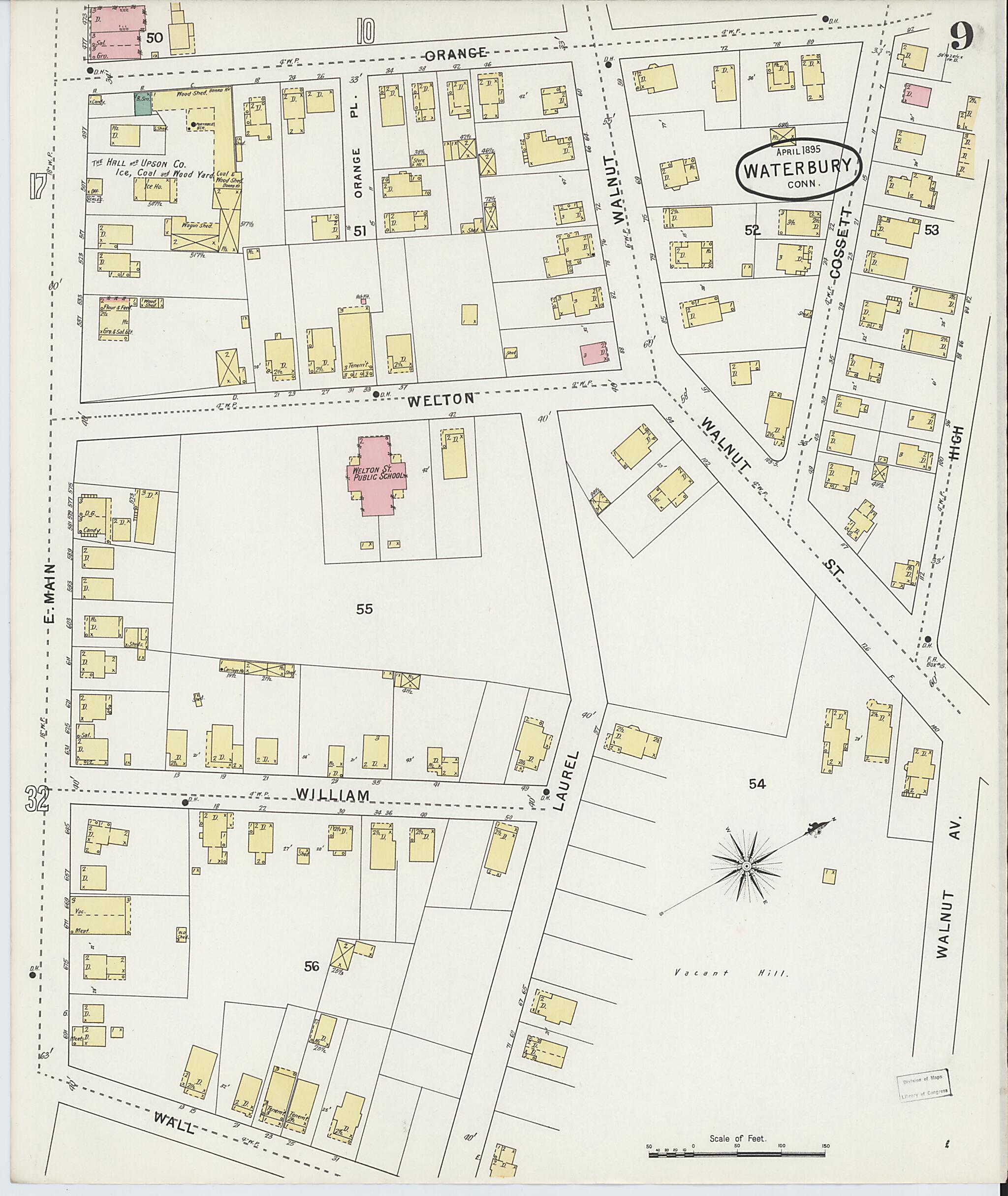 This old map of Waterbury, New Haven County, Connecticut was created by Sanborn Map Company in 1895